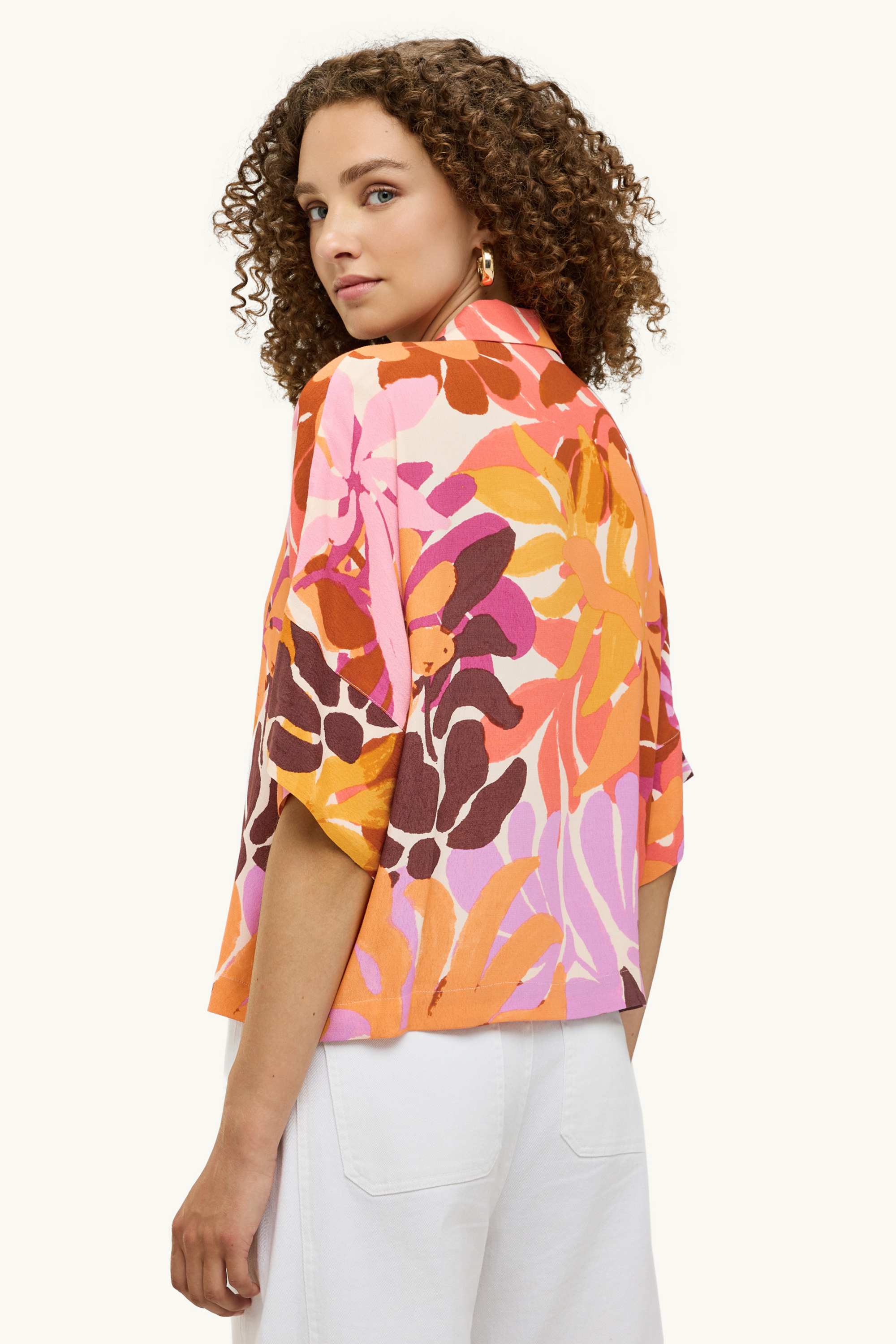 Shirt blouse - patterned - textured rose / orange
