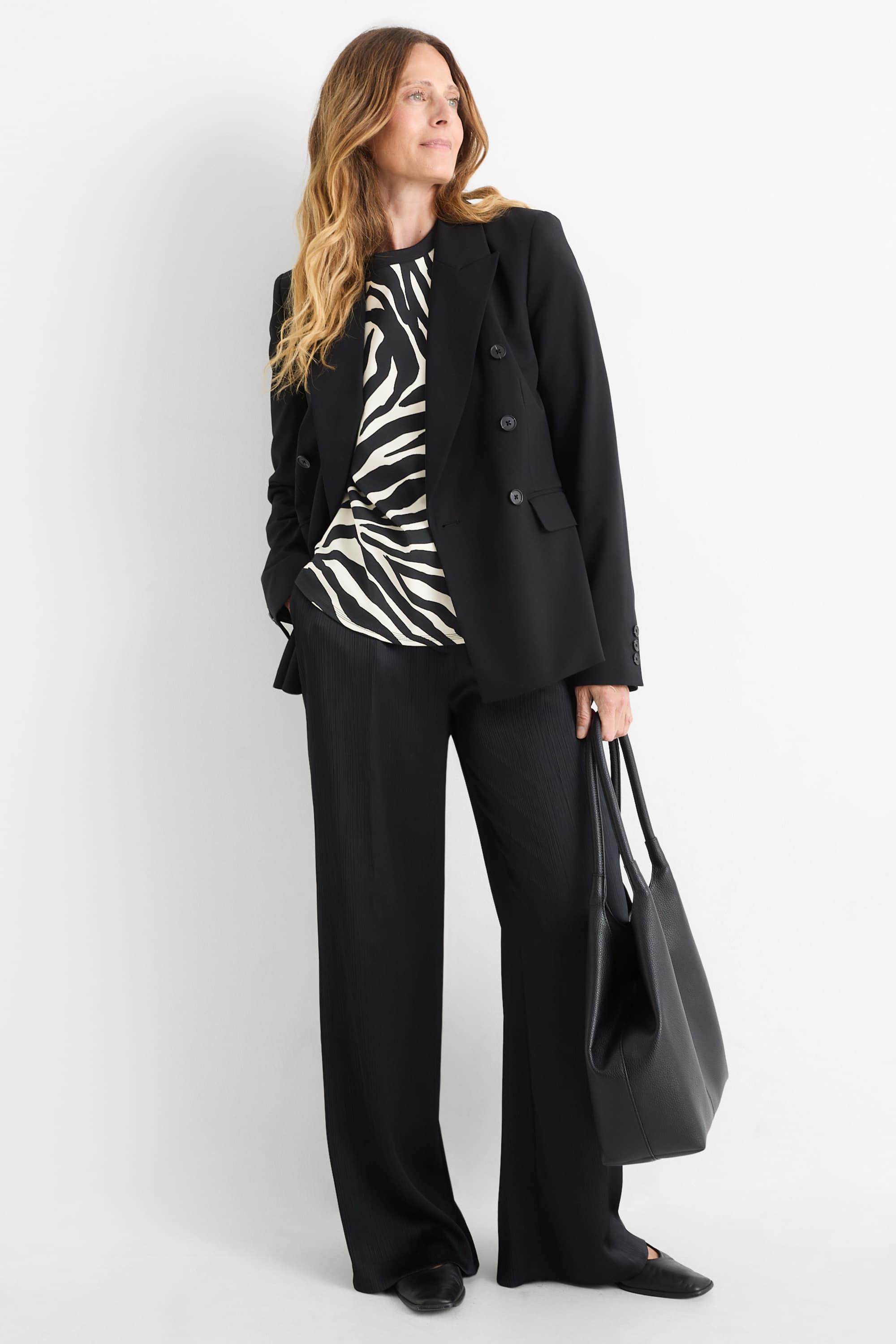 T-shirt - oversized - patterned black / white