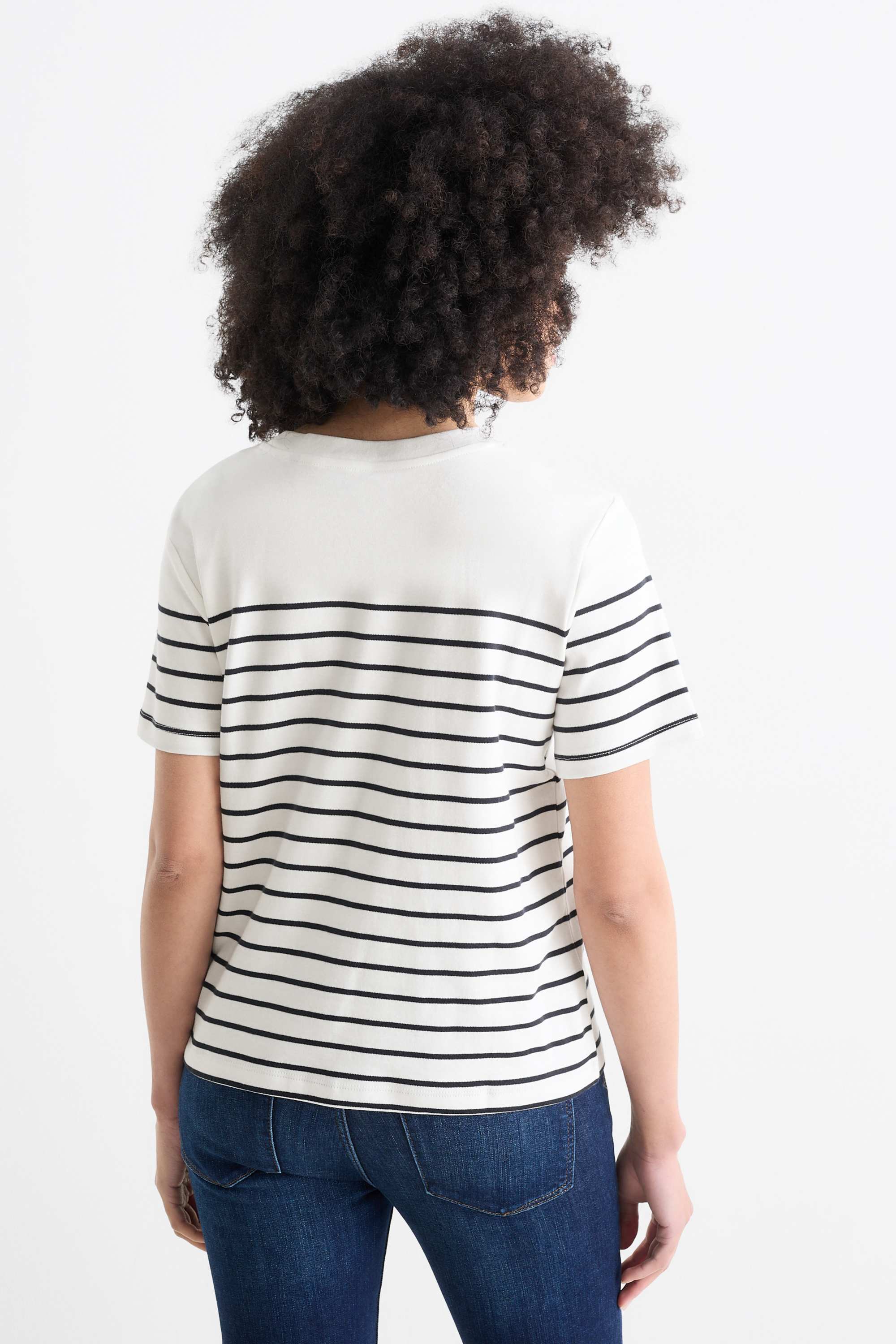 T-shirt - regular fit - striped dark blue / white (1)