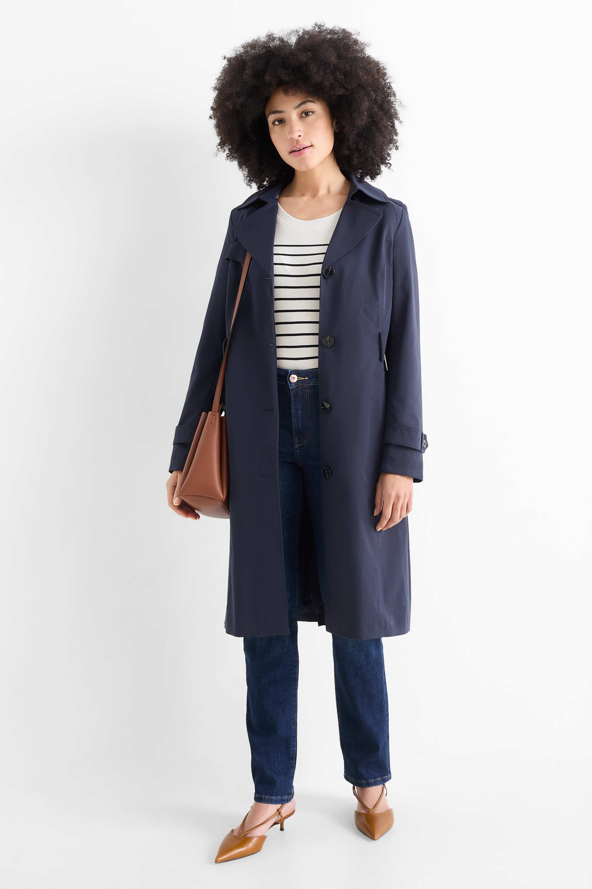 T-shirt - regular fit - striped dark blue / white (1)