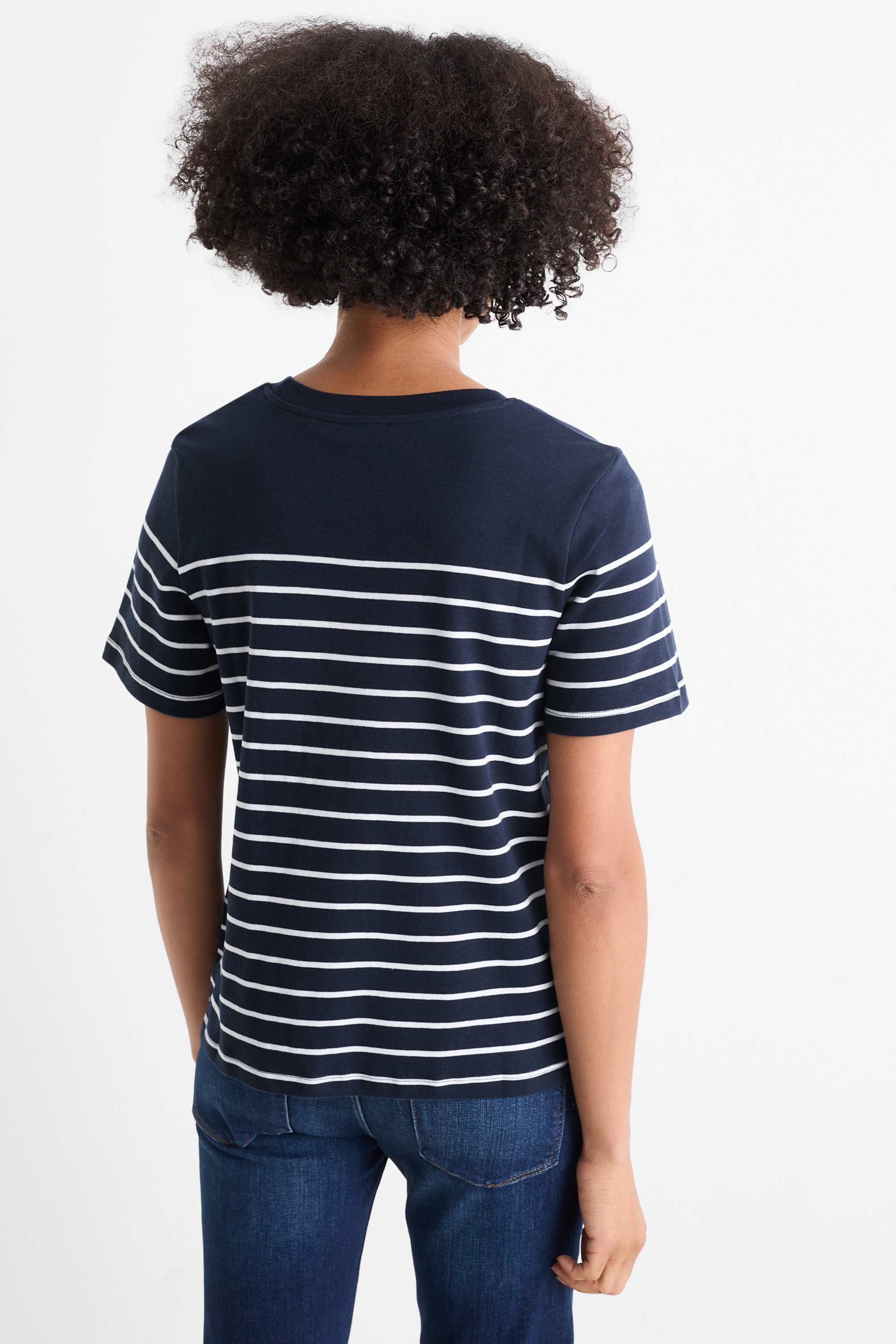 T-shirt - regular fit - striped dark blue / white (2)