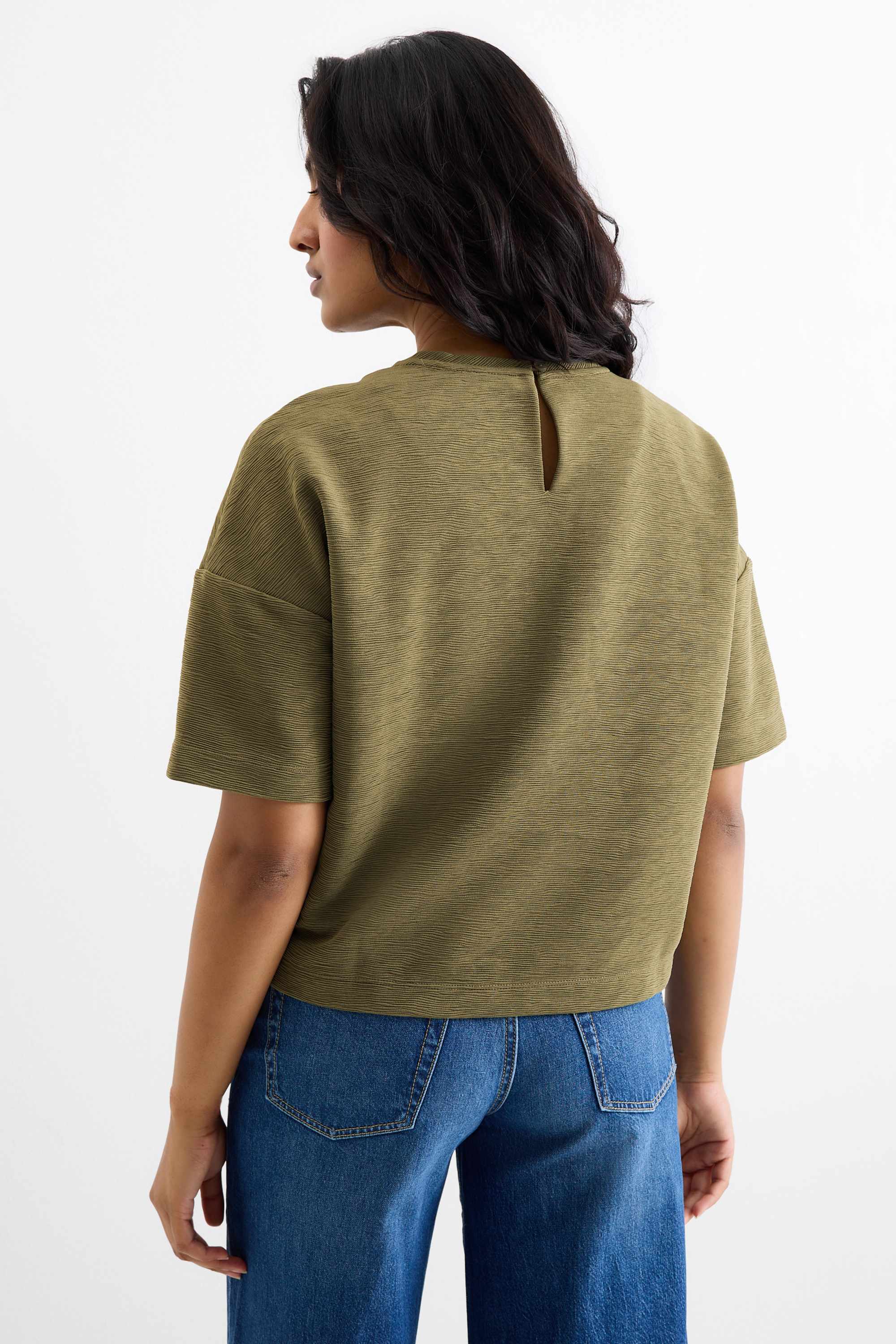 T-shirt - regular fit - ribbed dark green