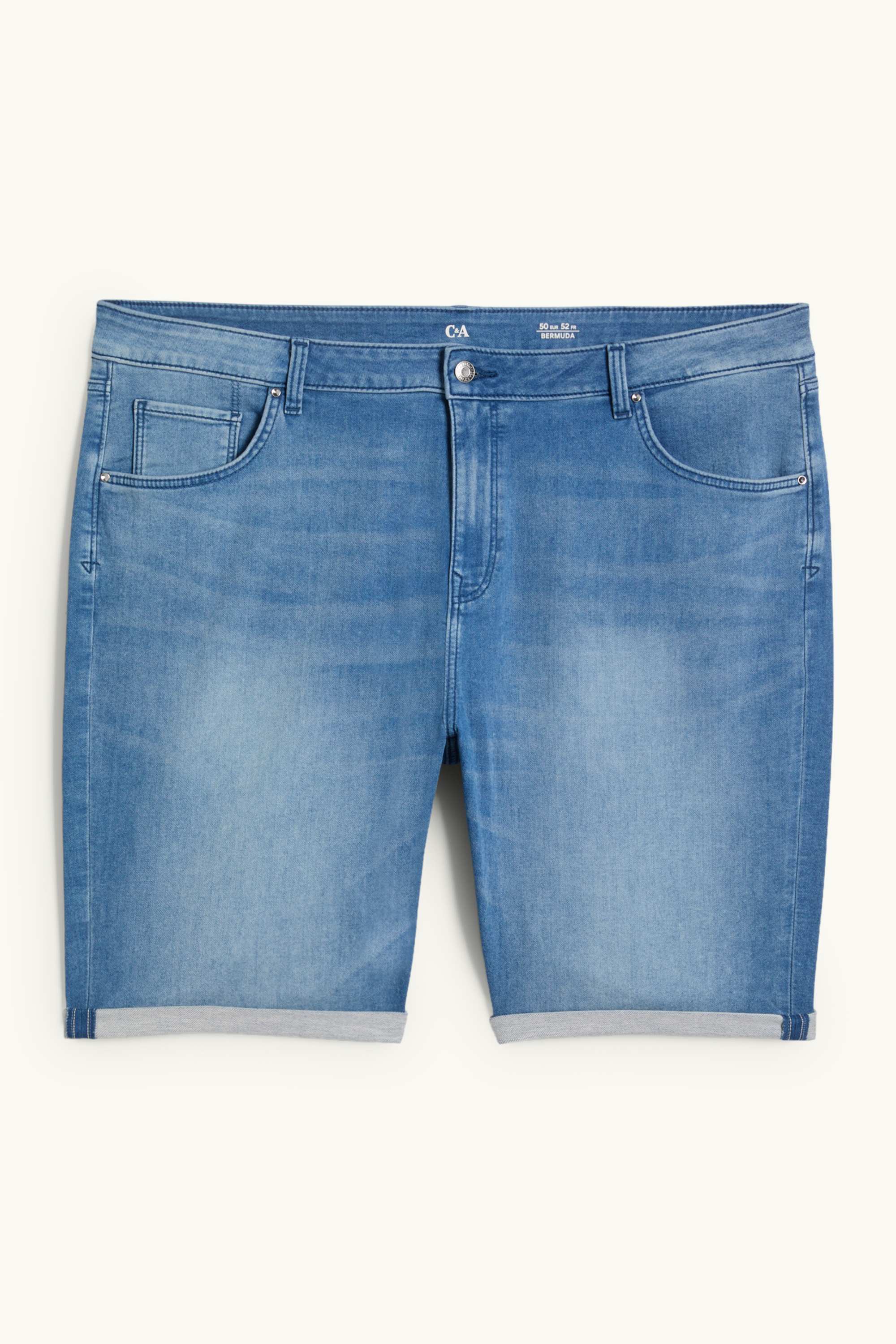 Denim Bermuda shorts - mid-rise waist - jog denim blue