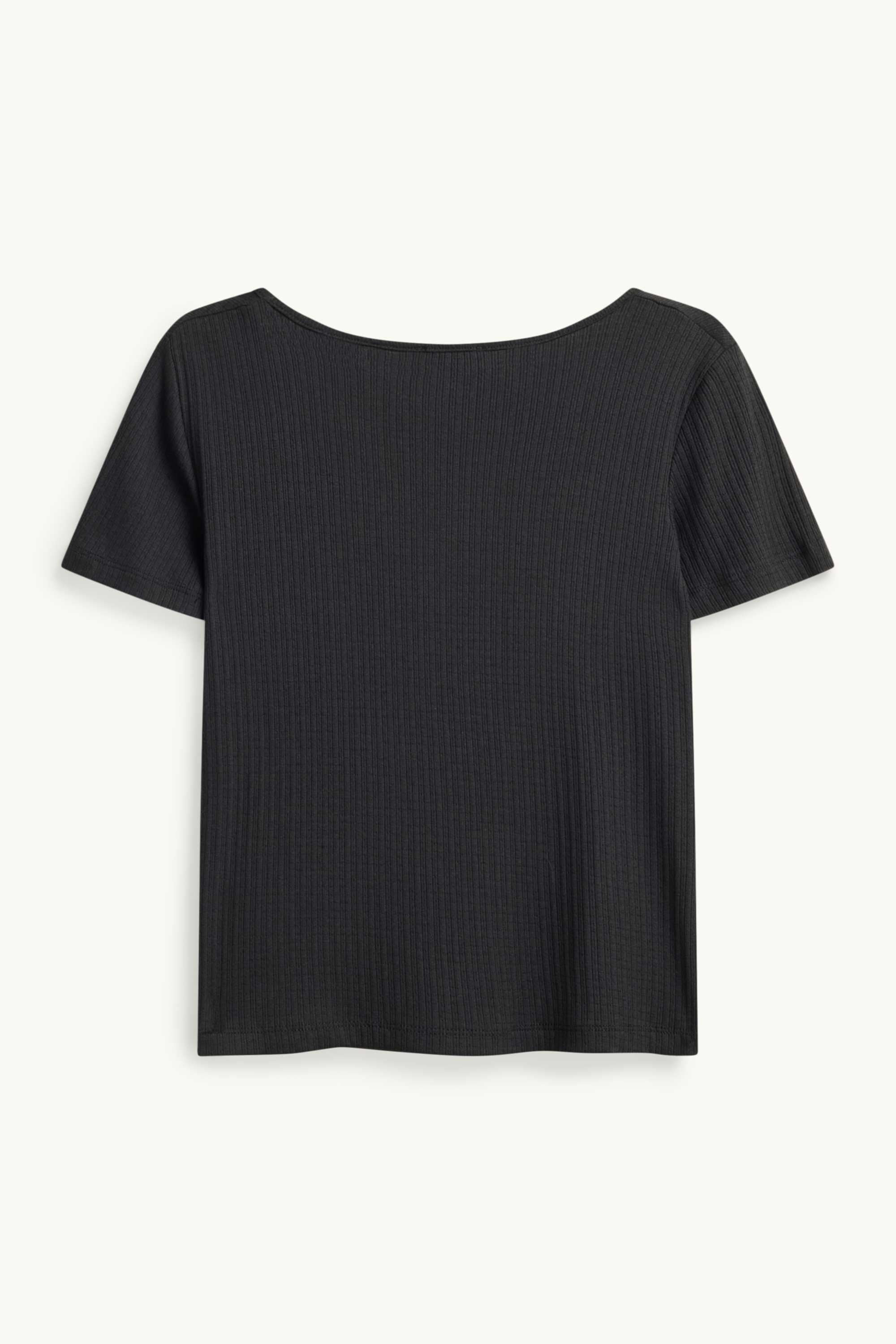 V-neck T-shirt - ribbed black