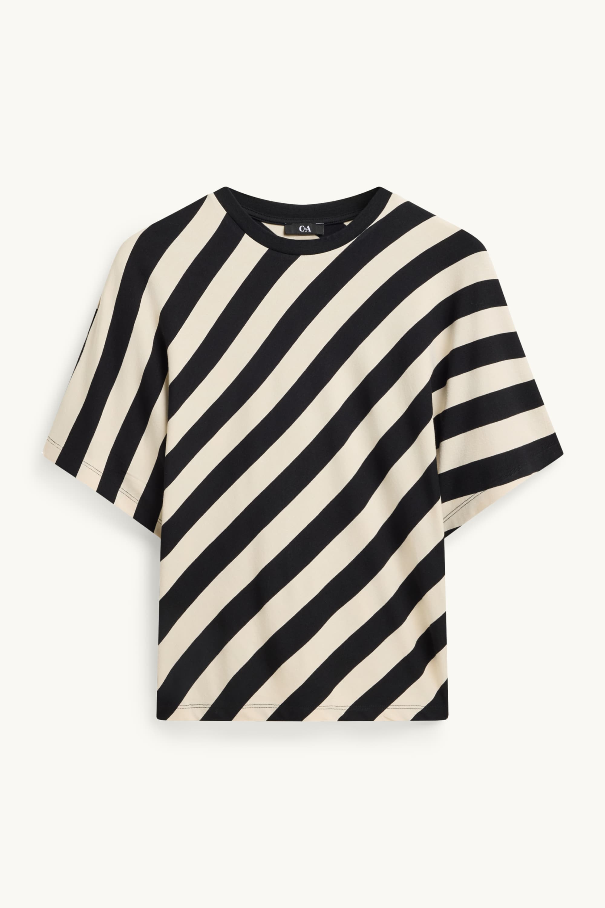 T-shirt - regular fit - striped black / beige