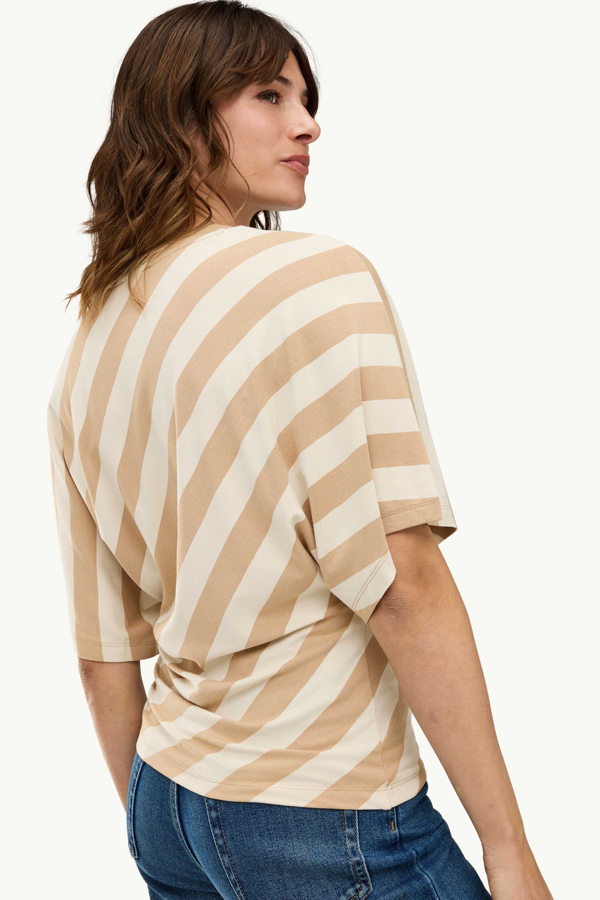 T-shirt - regular fit - striped light brown