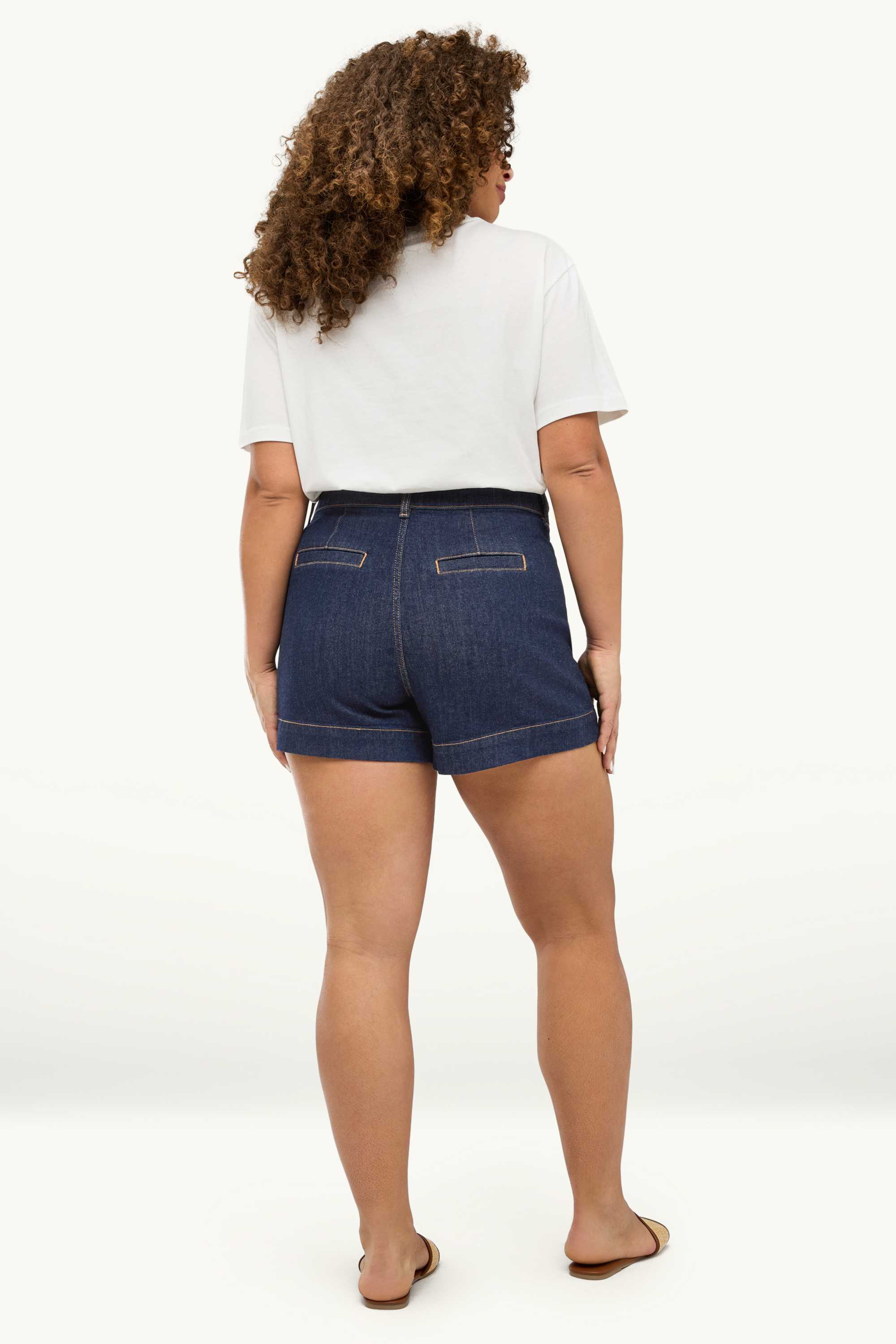 Mom shorts - high waist - LYCRA® denim-dark blue