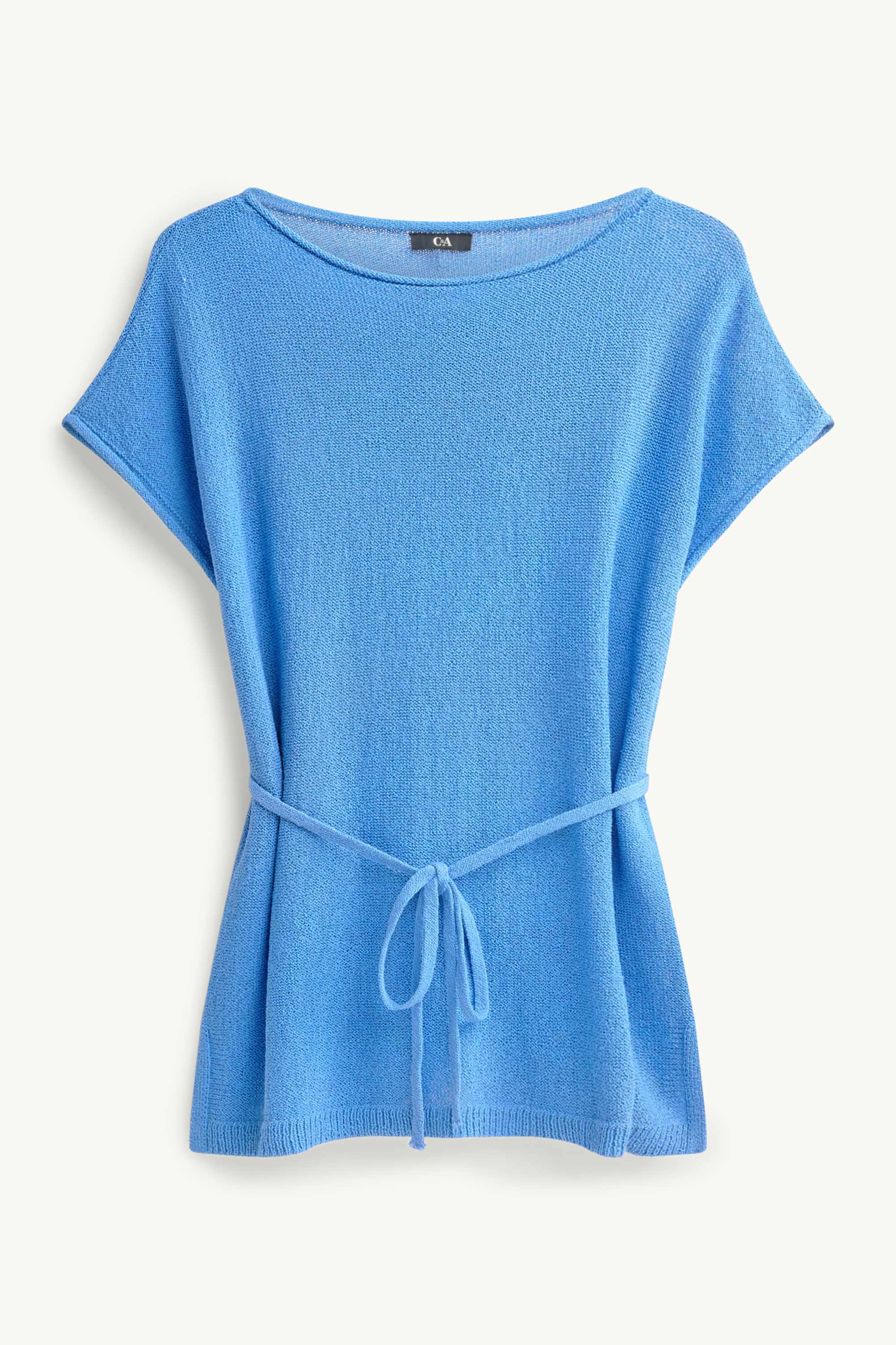 Knitted jumper - short sleeve blue
