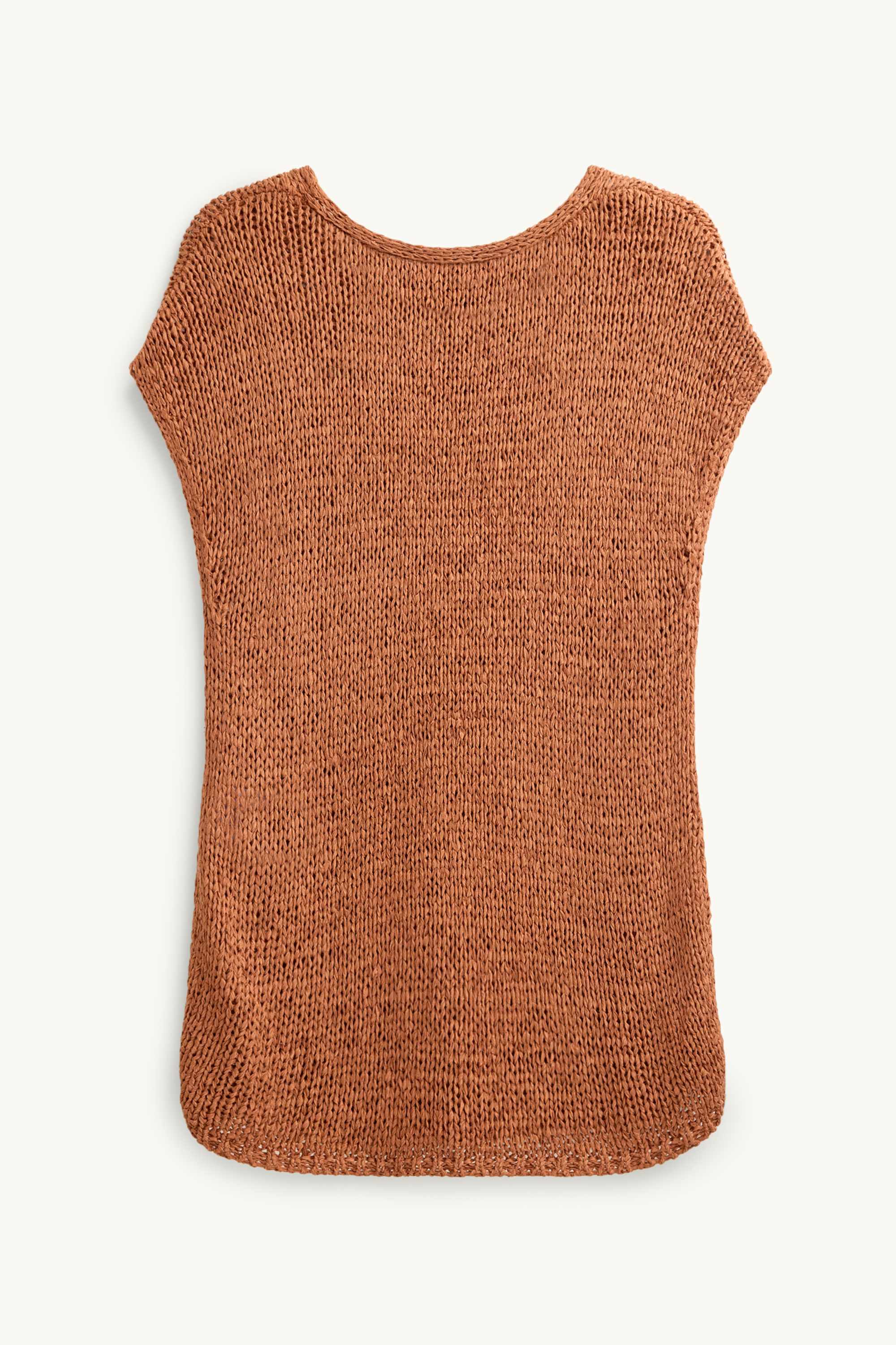 Knitted jumper - short sleeve terracotta