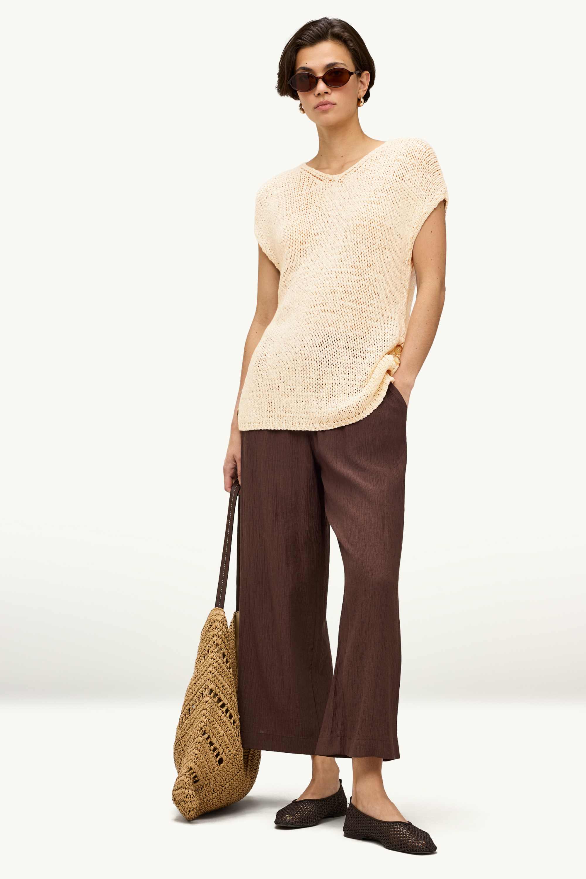 Knitted jumper - short sleeve cremewhite