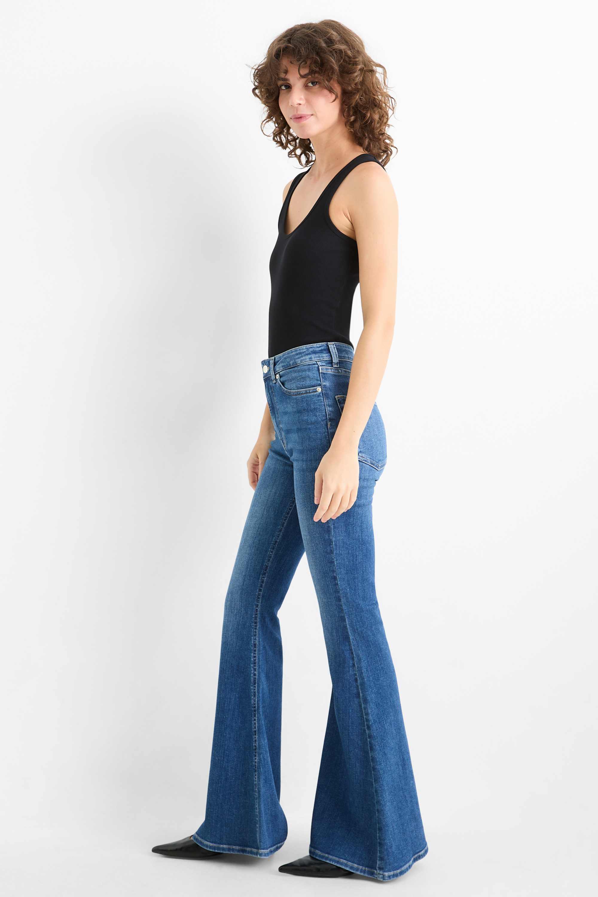 Flared jeans - high waist blue