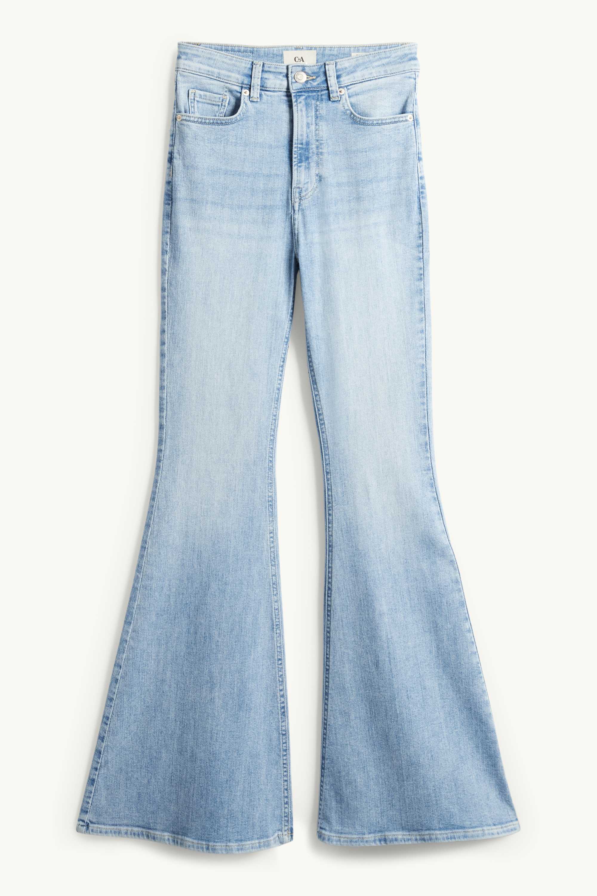 Flared jeans - high waist denim-light blue