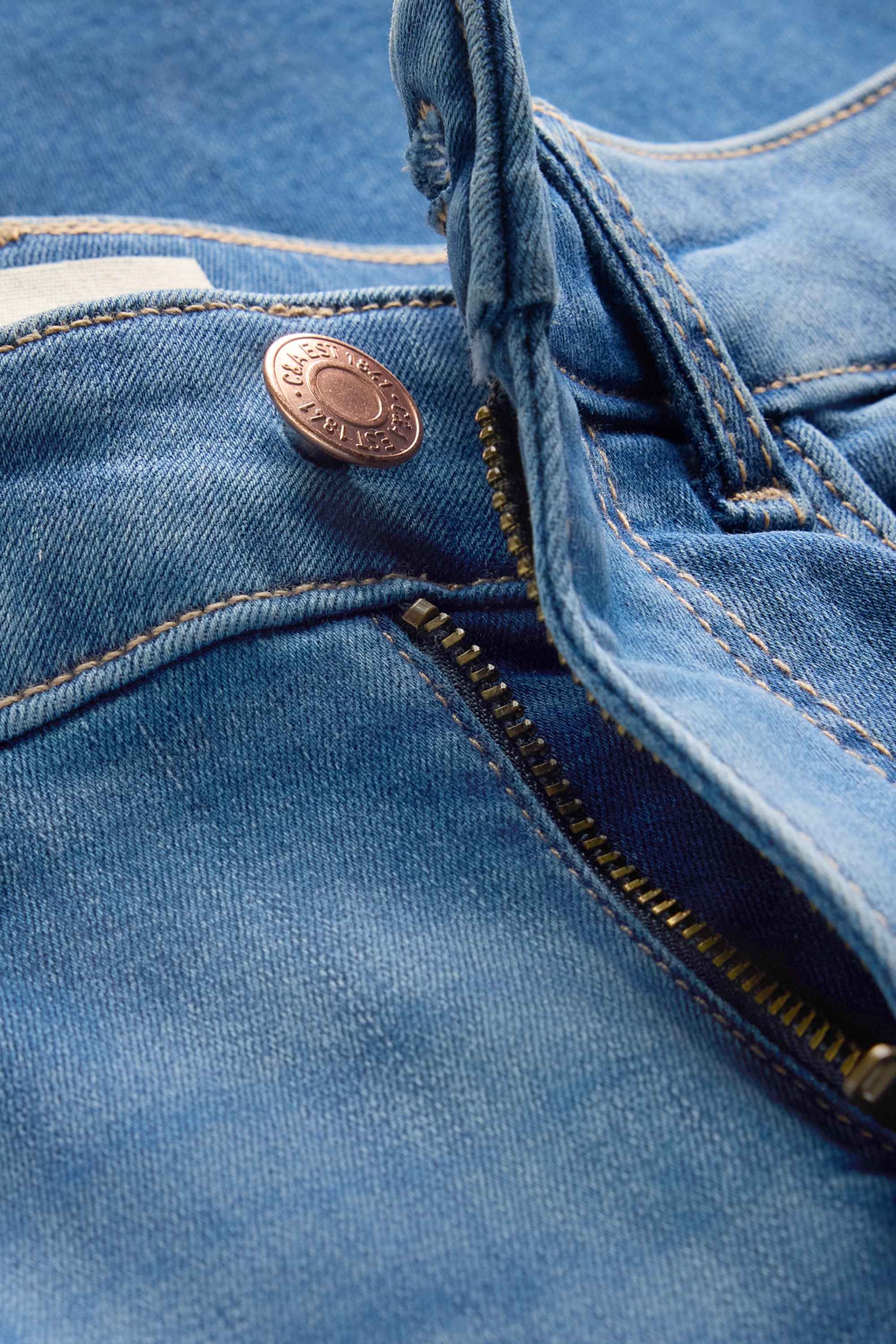 Cropped slim jeans - mid-rise waist - LYCRA® blue denim