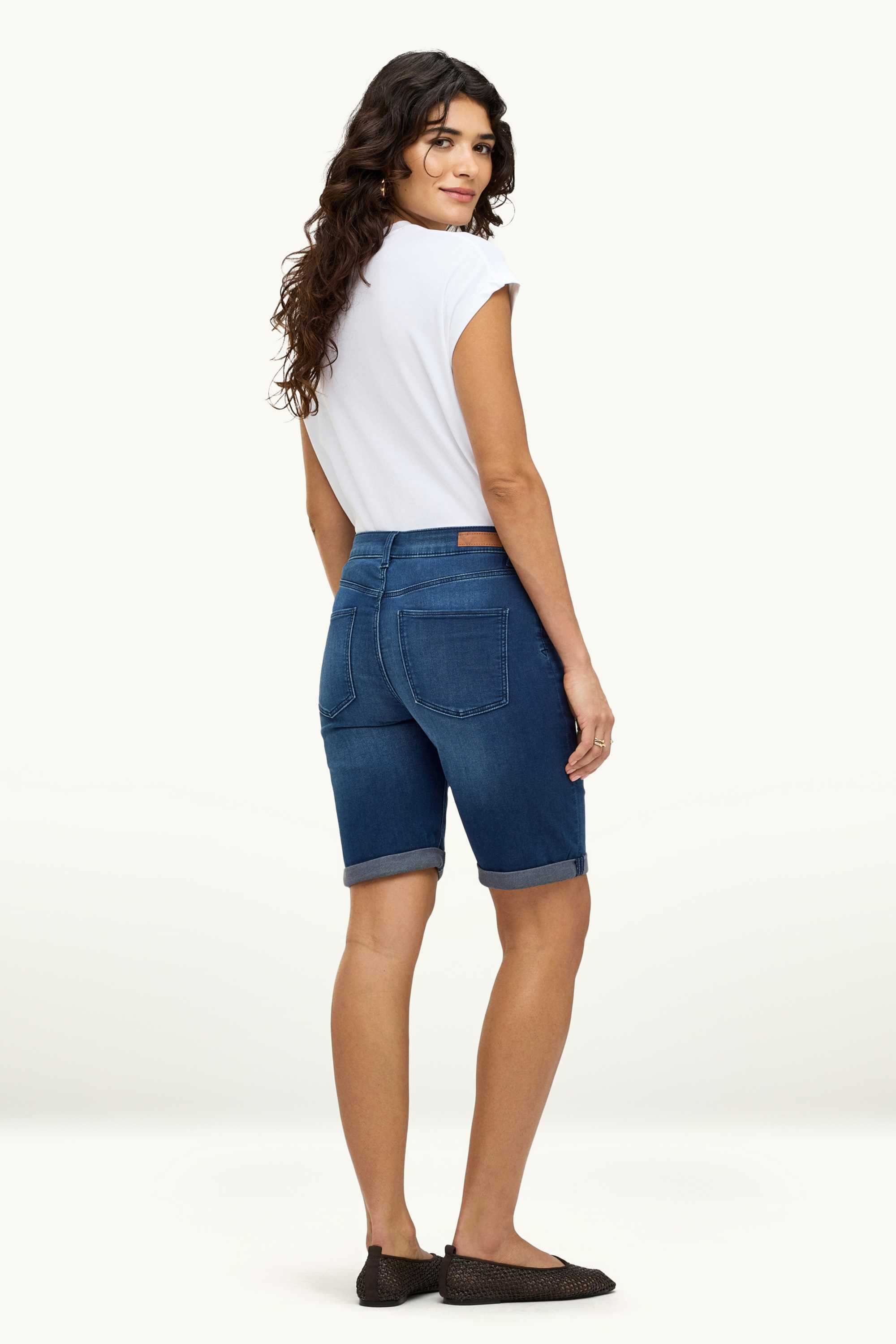 Denim Bermuda shorts - mid-rise waist - jog denim blue denim