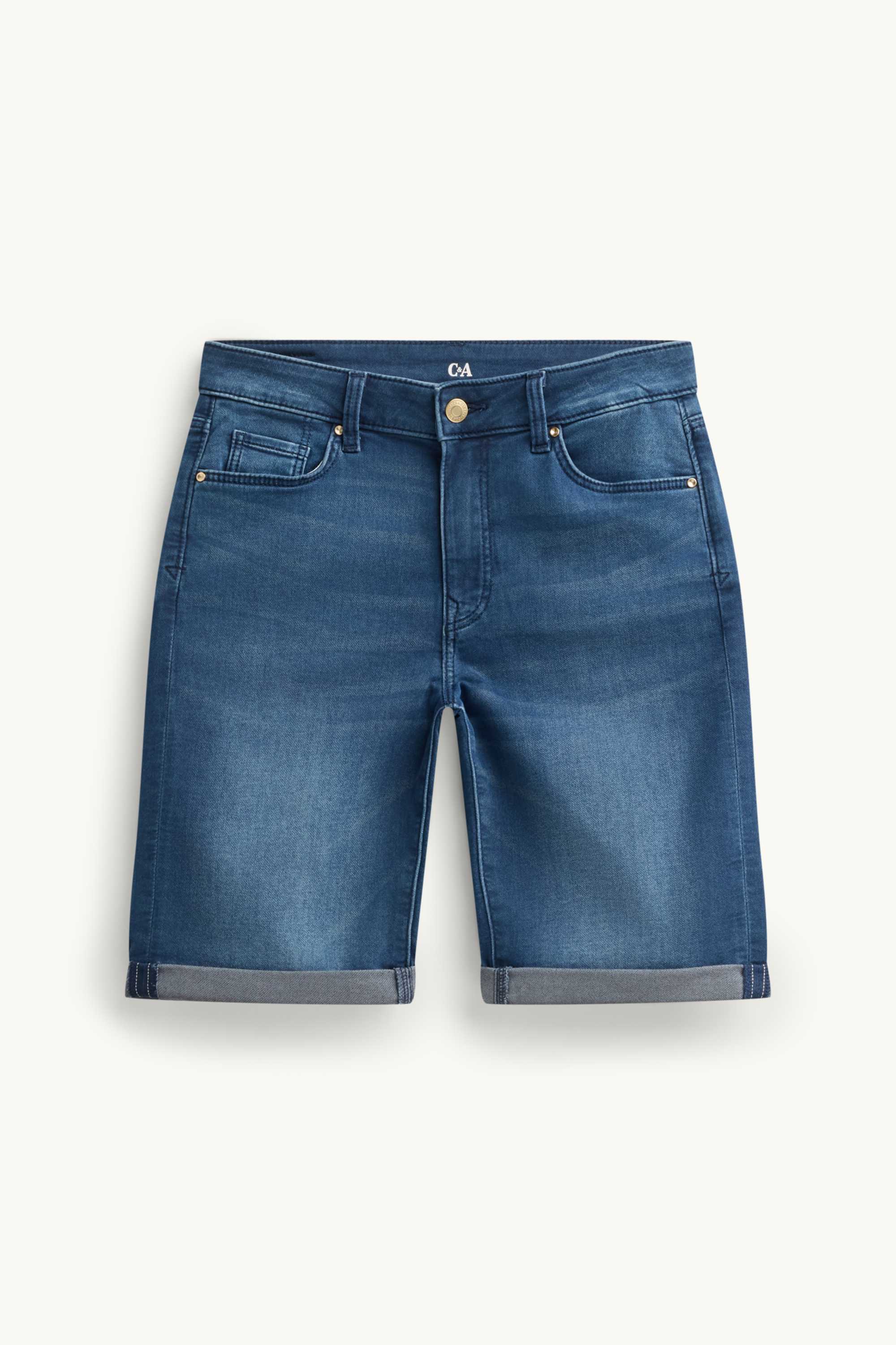 Denim Bermuda shorts - mid-rise waist - jog denim blue denim
