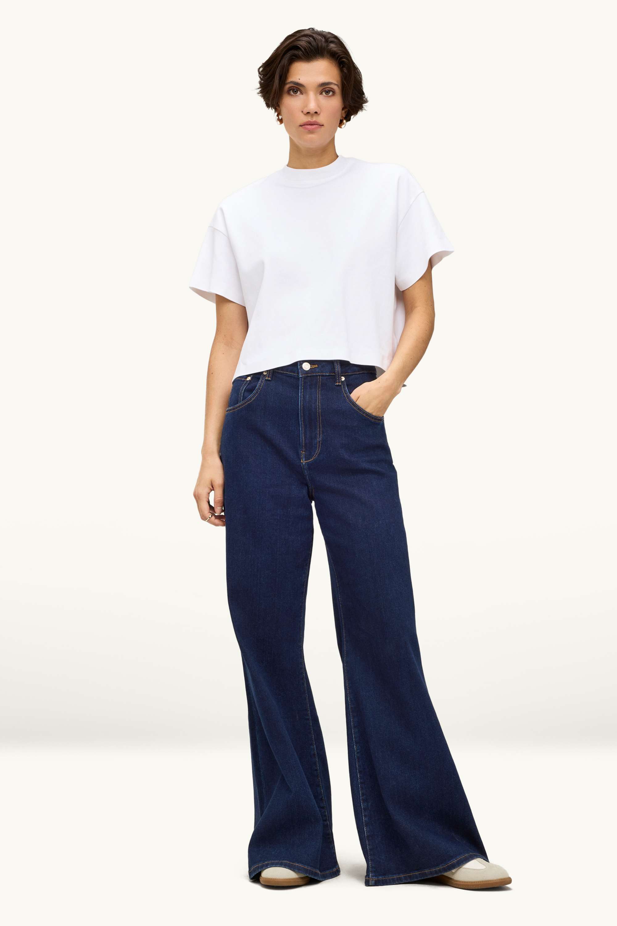 Flared jeans - high waist dark blue