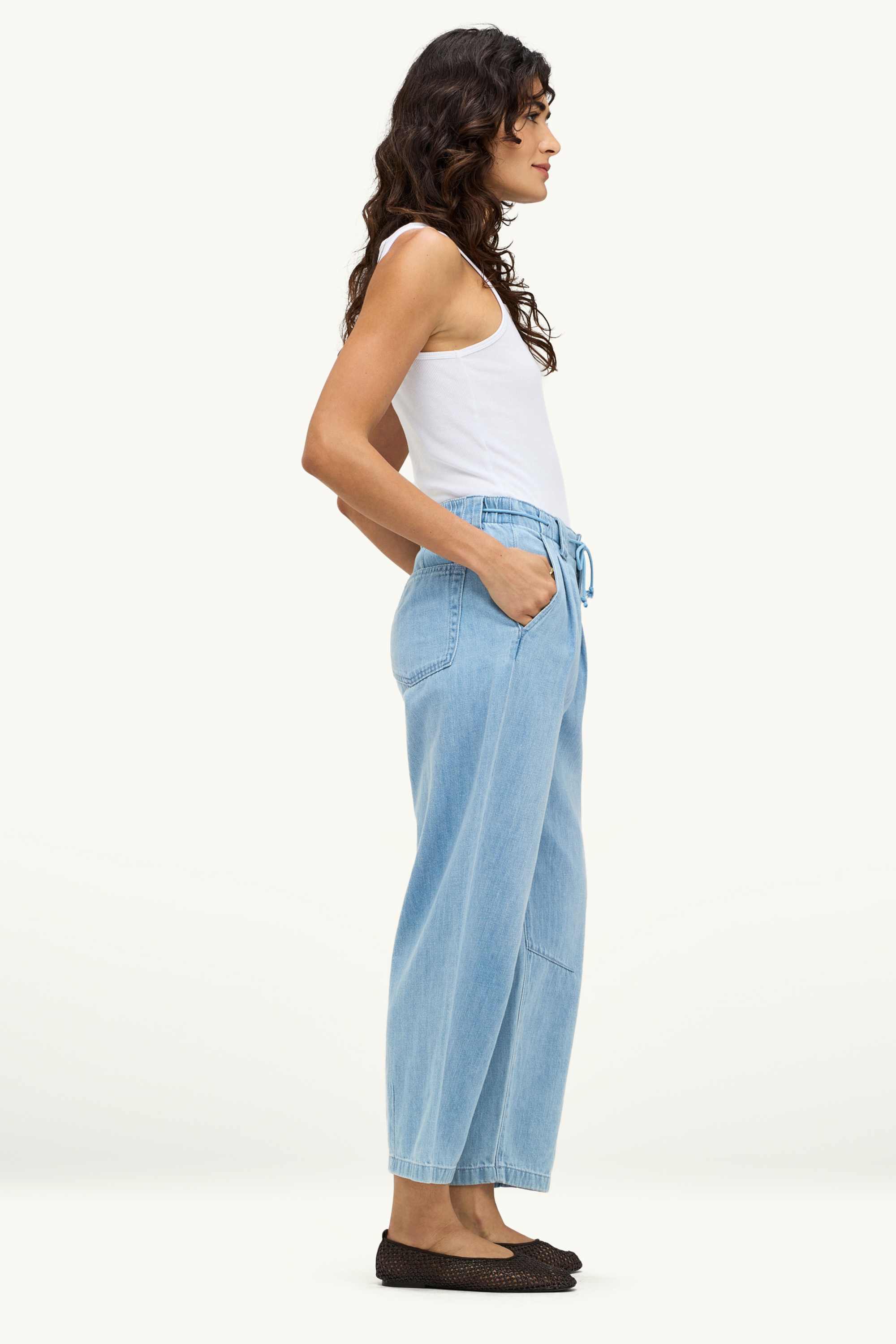 Barrel jeans - mid-rise waist blue denim