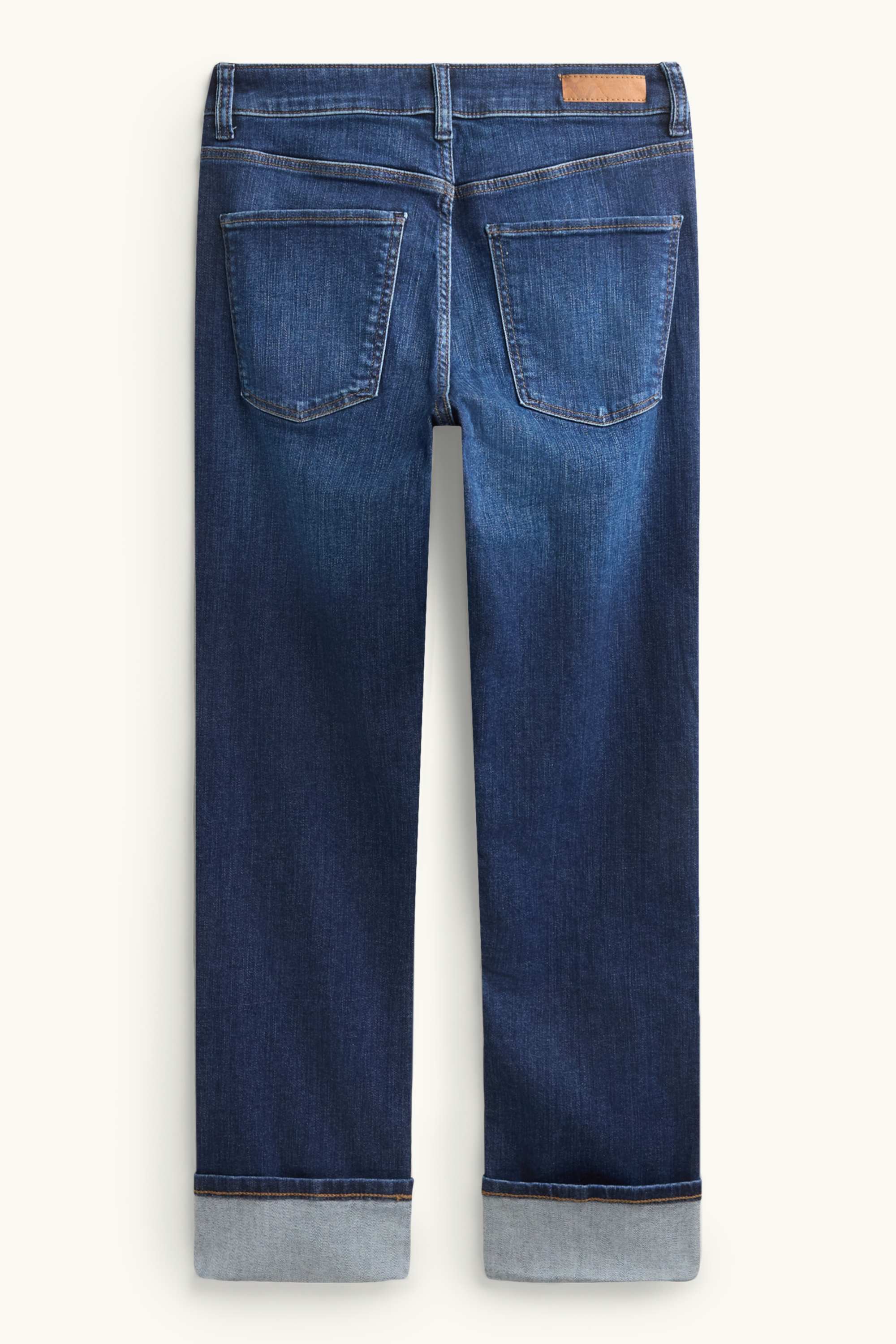 Cropped straight jeans - mid-rise waist - LYCRA® denim-dark blue