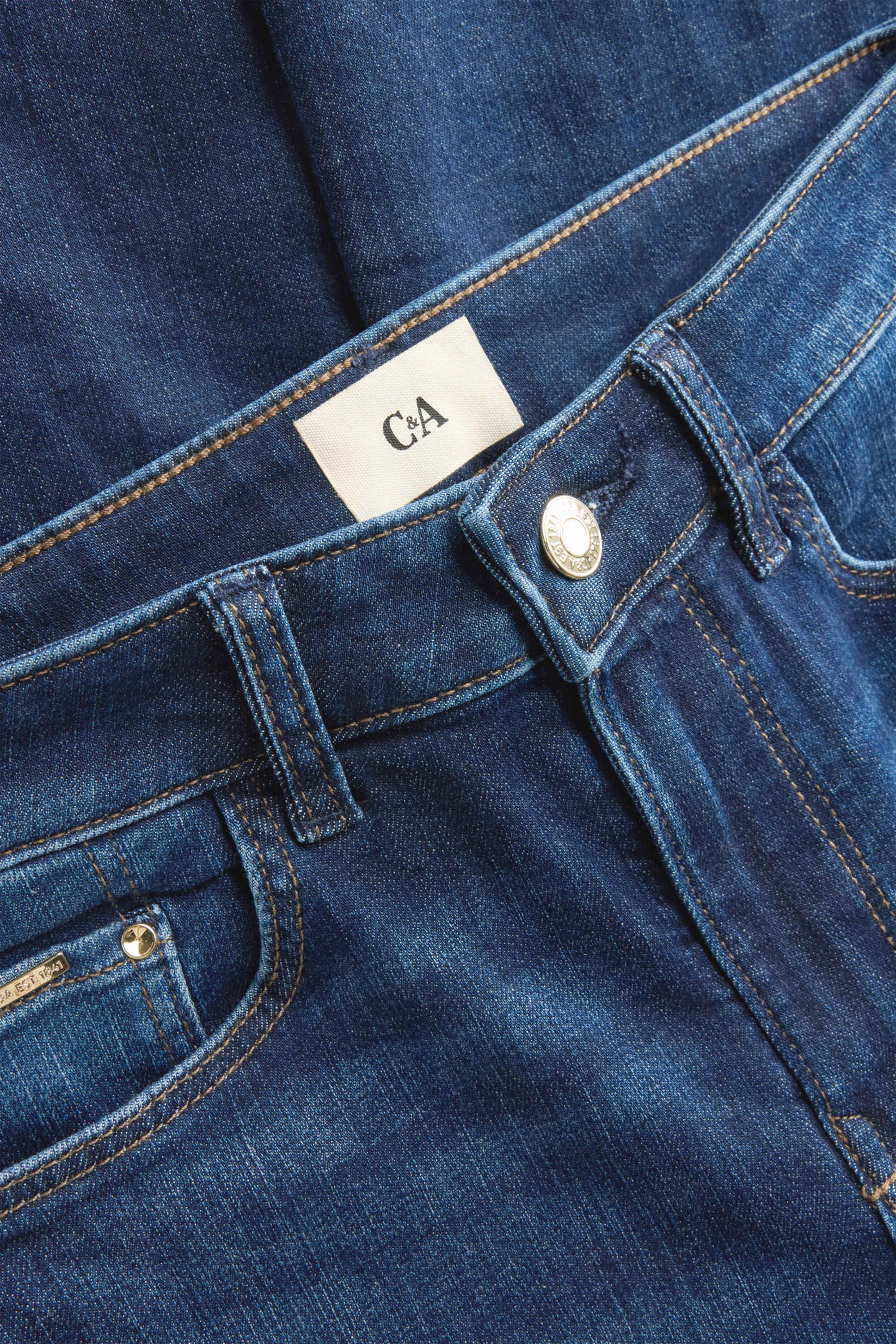 Cropped straight jeans - mid-rise waist - LYCRA® denim-dark blue