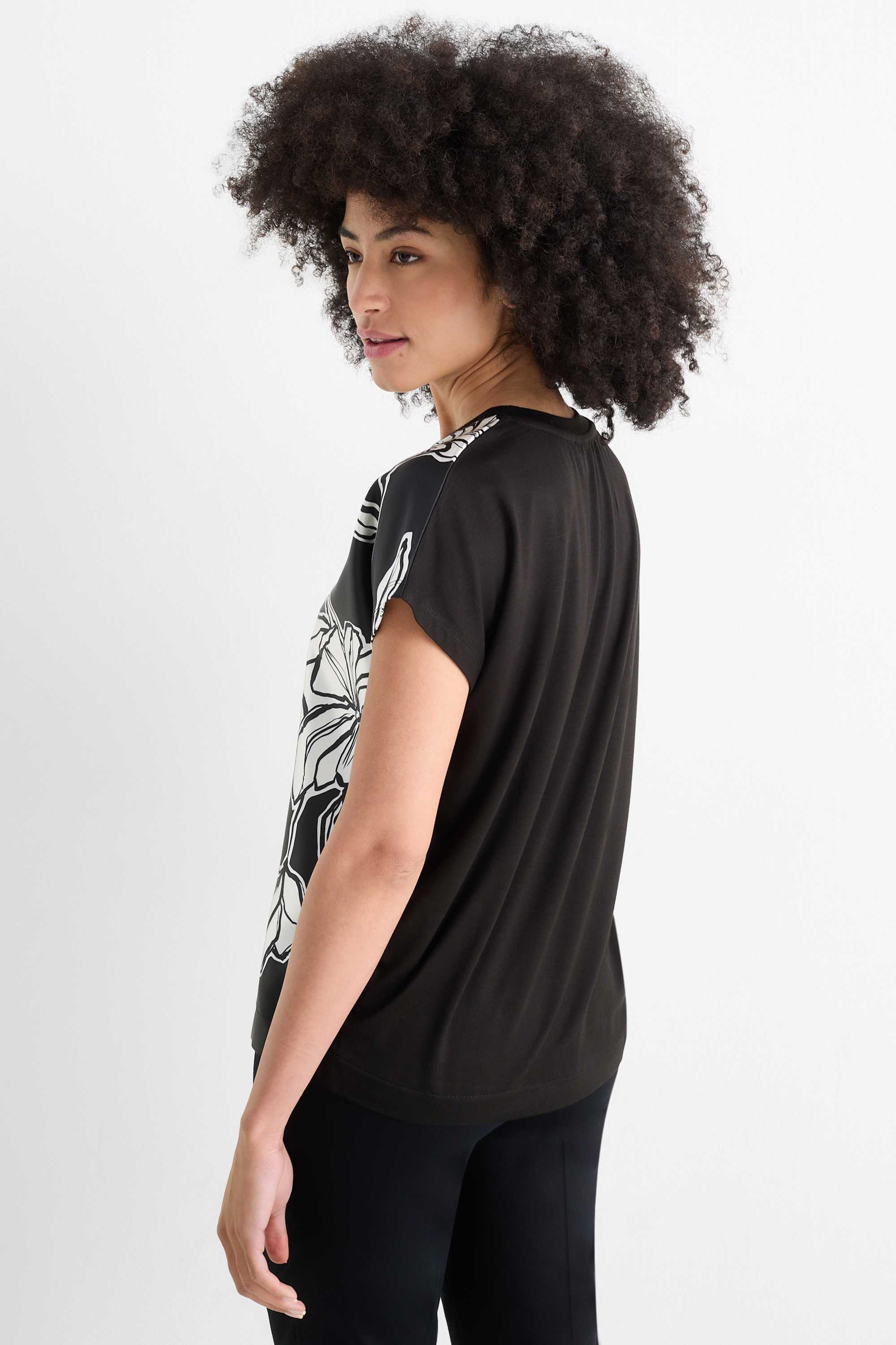 T-shirt - regular fit - floral black / white