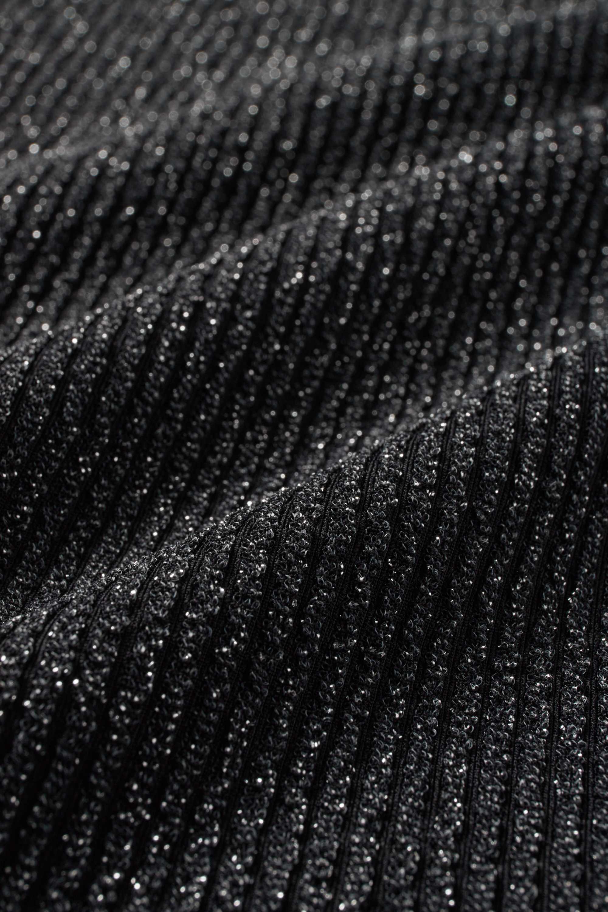 Bodycon dress - ribbed - shiny black