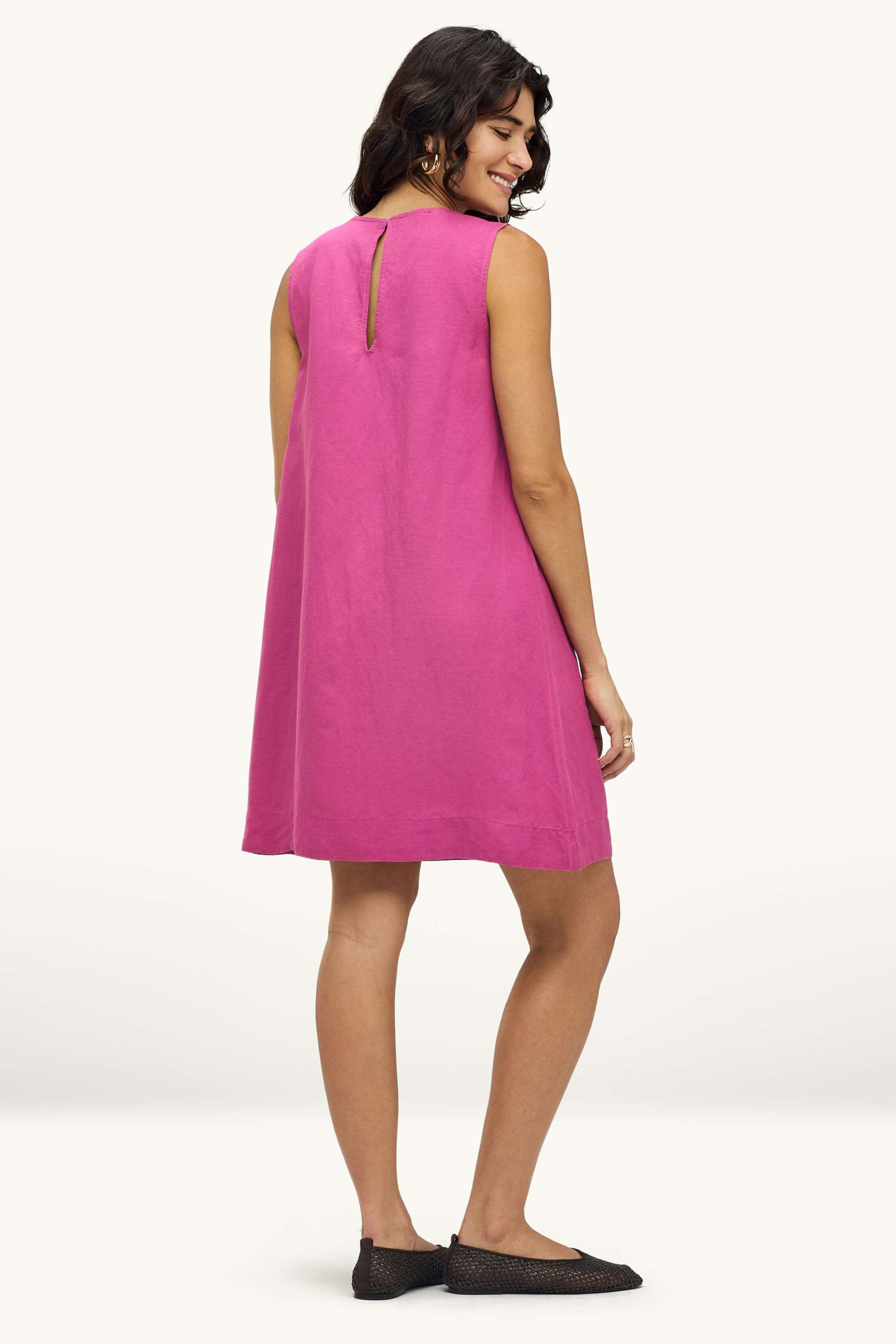 A-line dress - linen blend pink