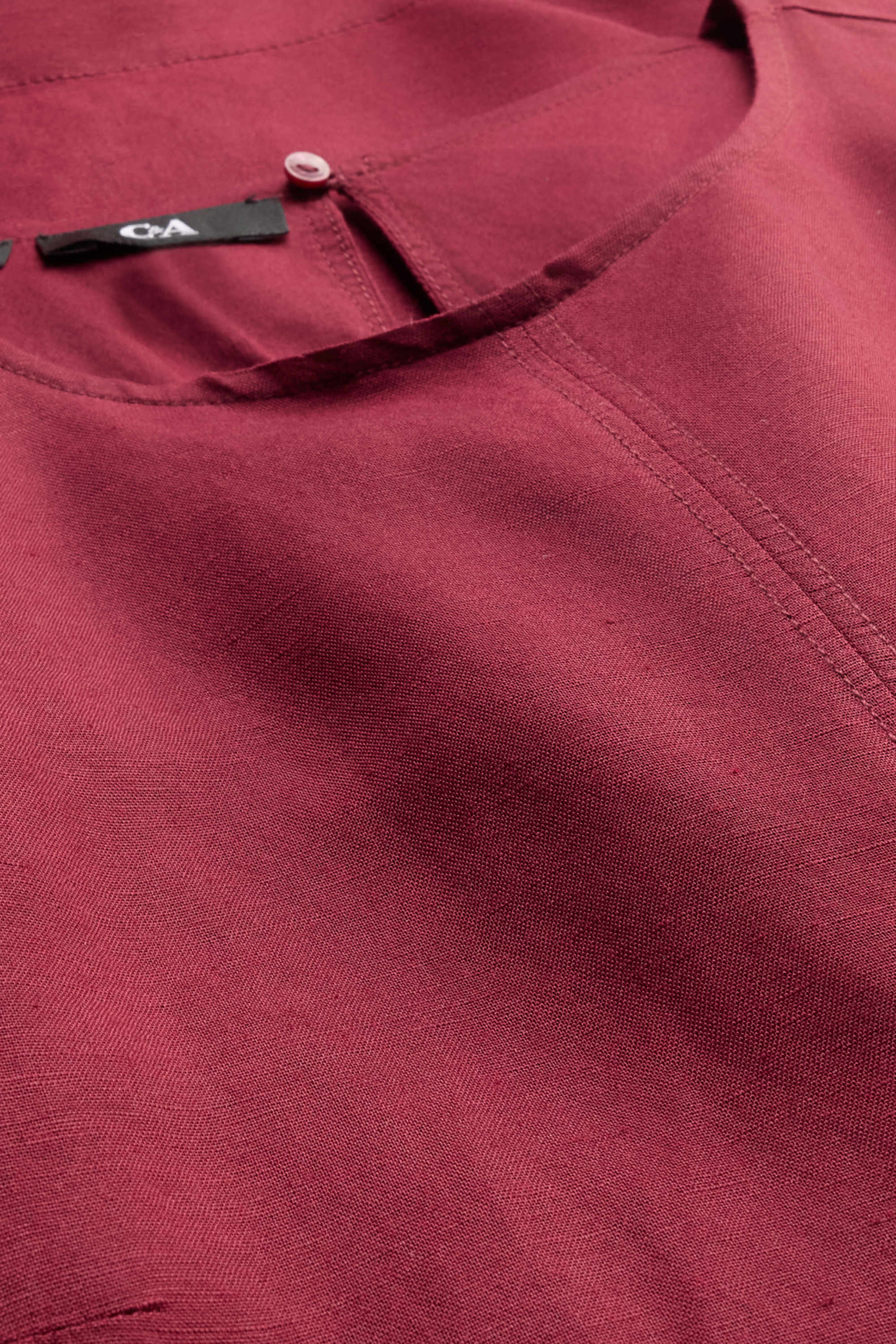 A-line dress - linen blend dark red