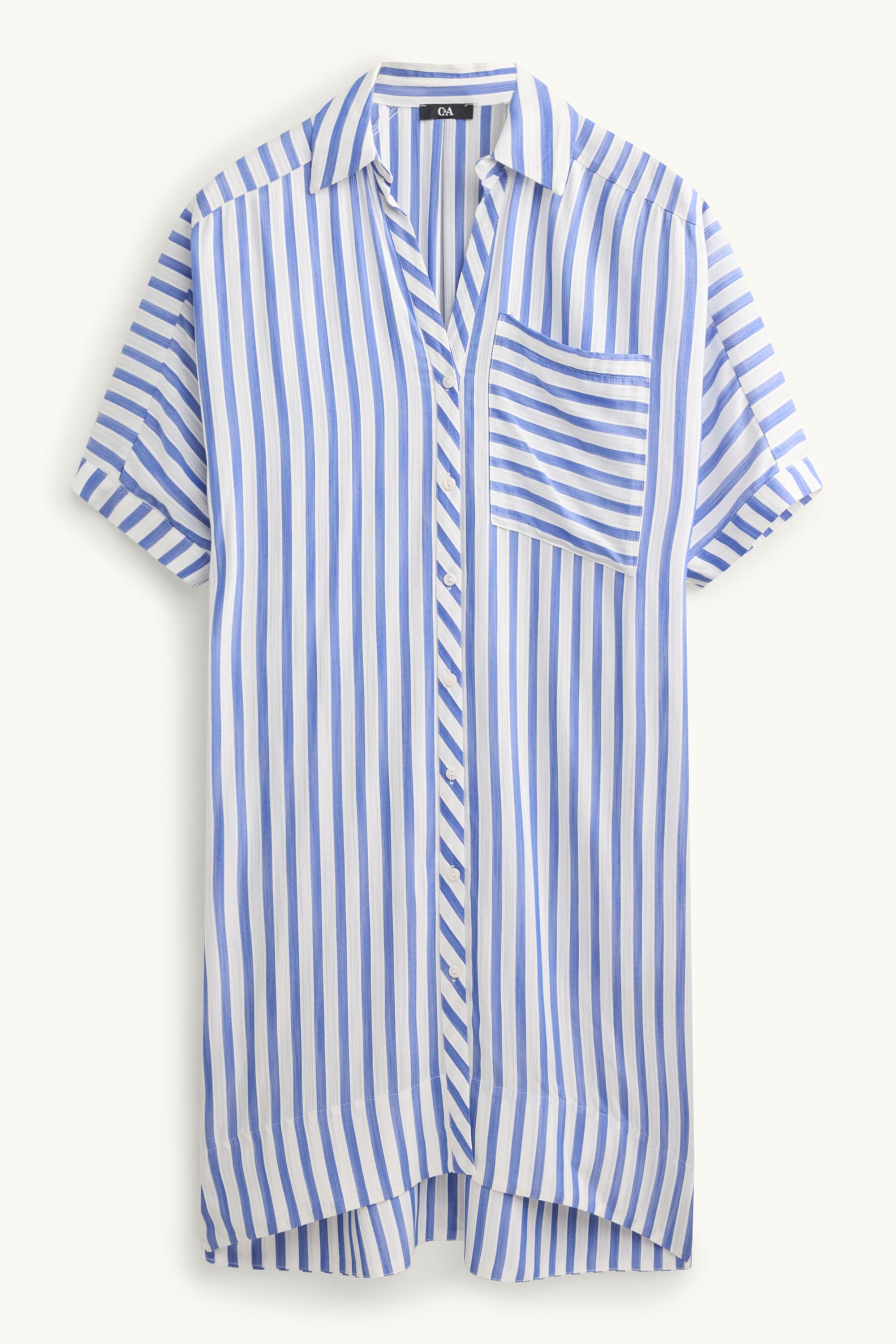 Shirt dress - straight fit - striped blue / white