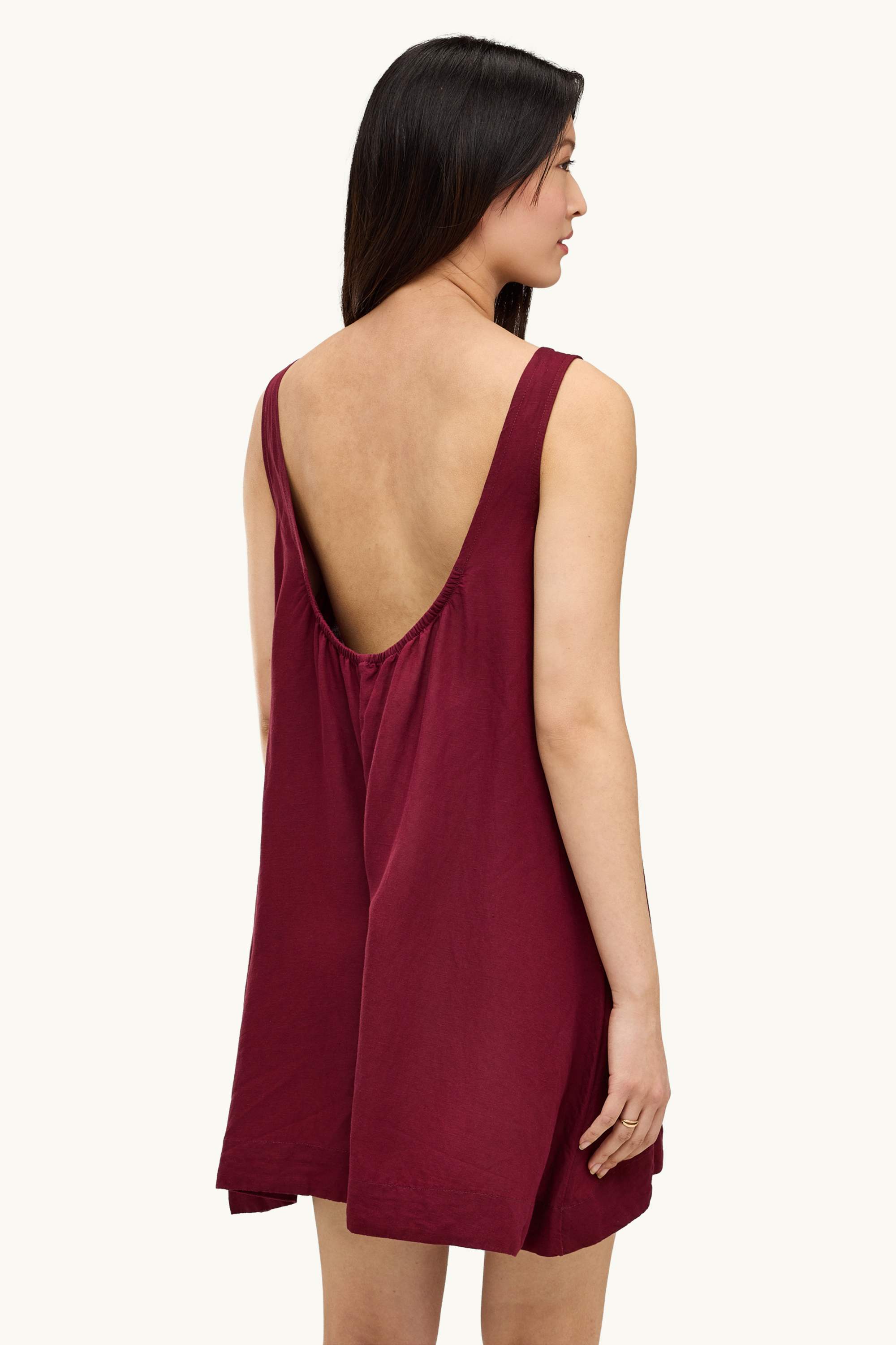 Playsuit - linen blend dark red