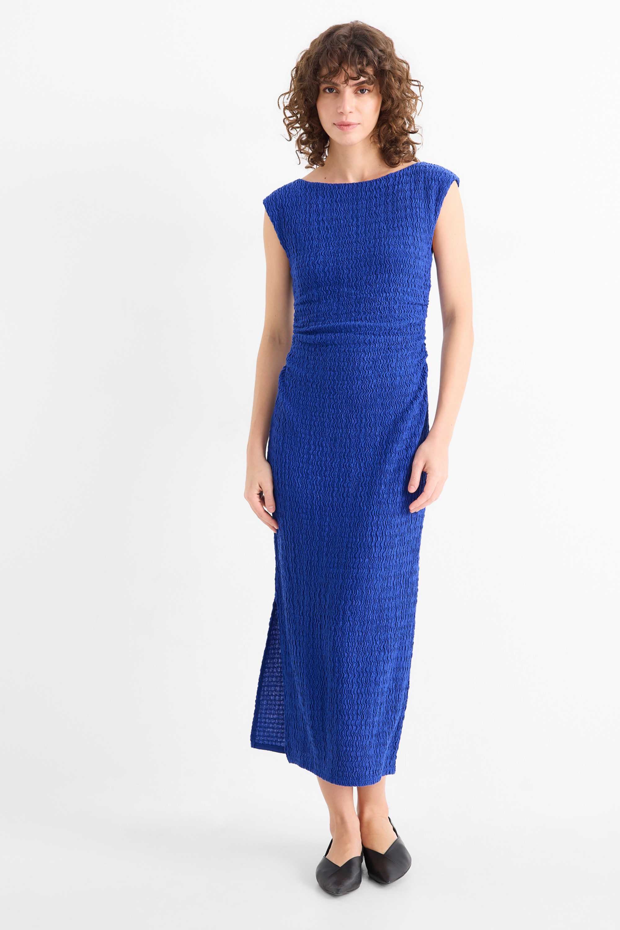 Bodycon dress - textured dark blue