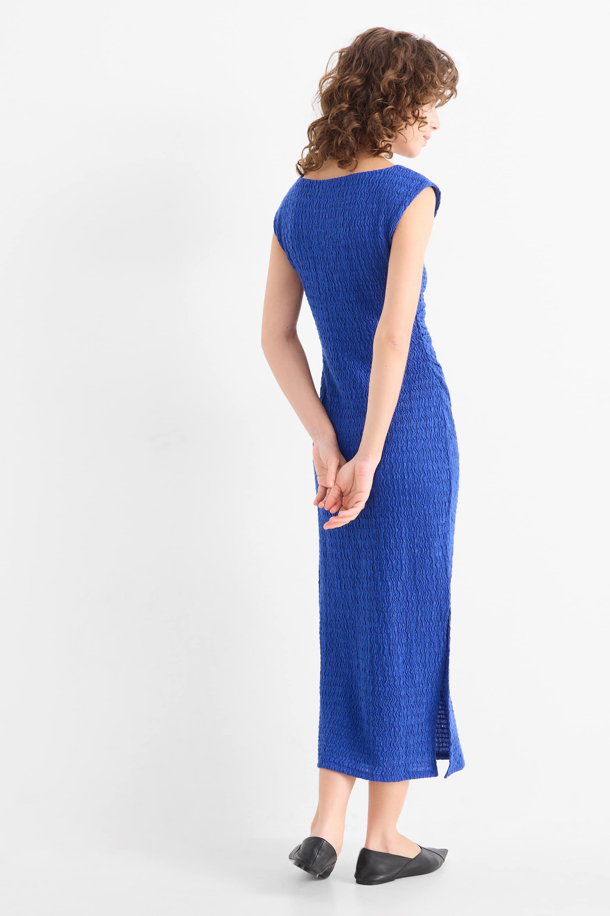 Bodycon dress - textured dark blue