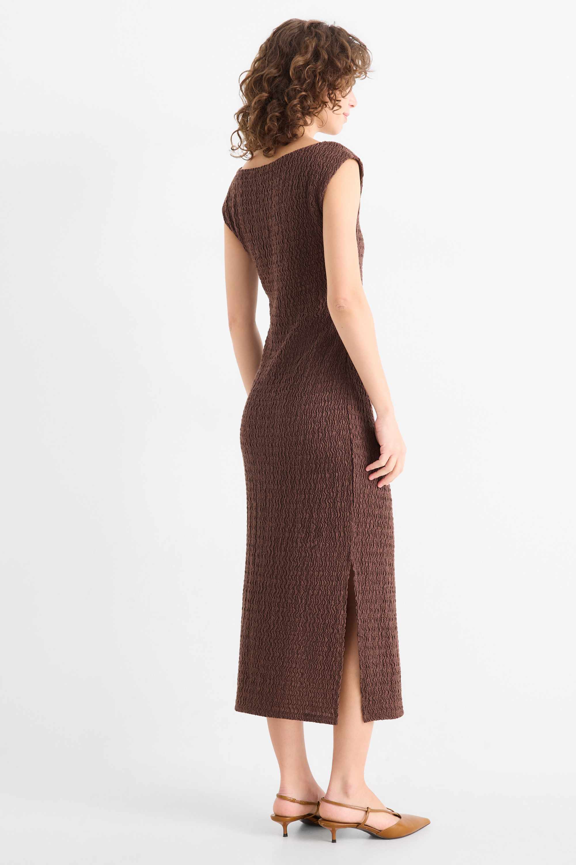 Bodycon dress - textured brown