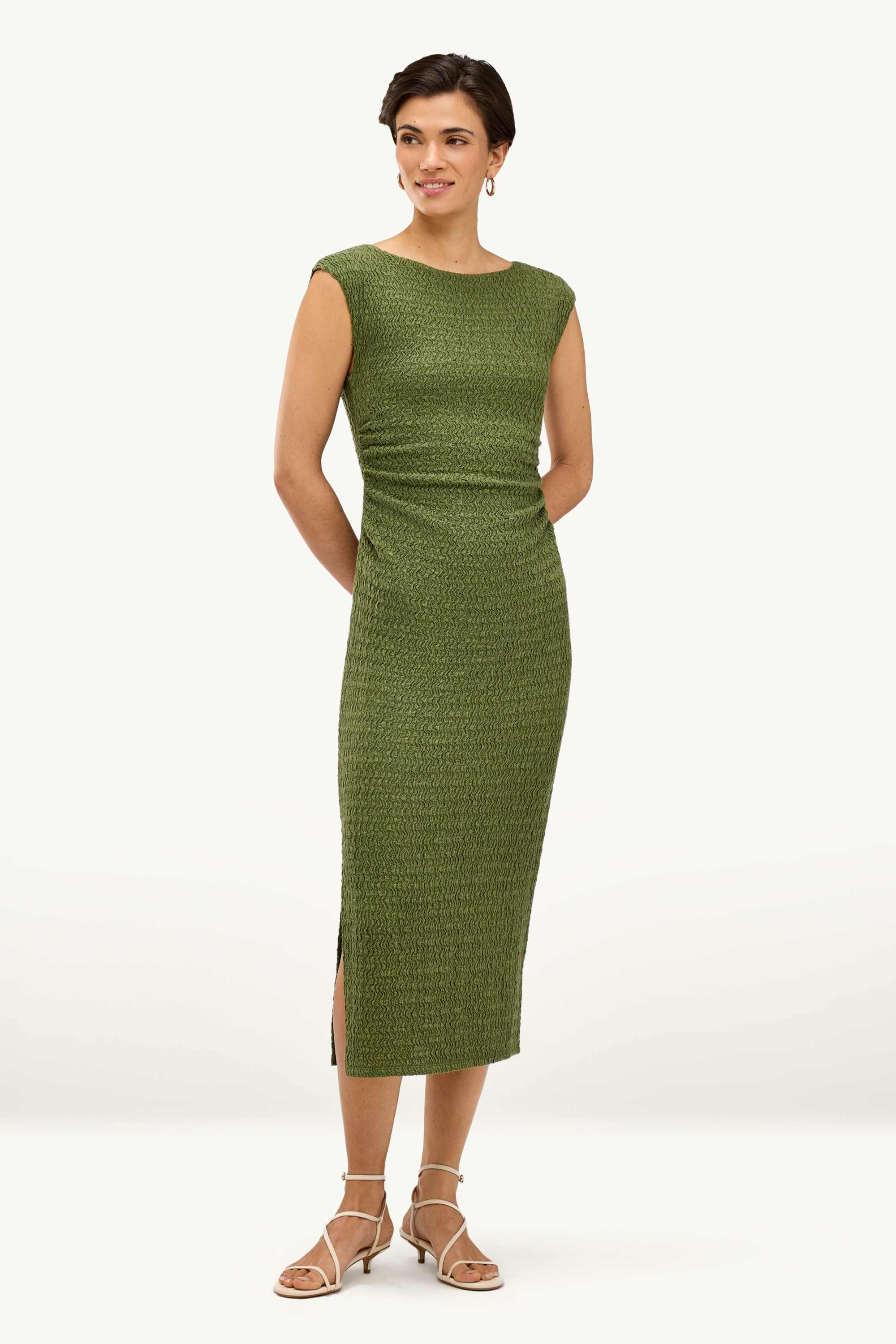 Bodycon dress - textured dark green