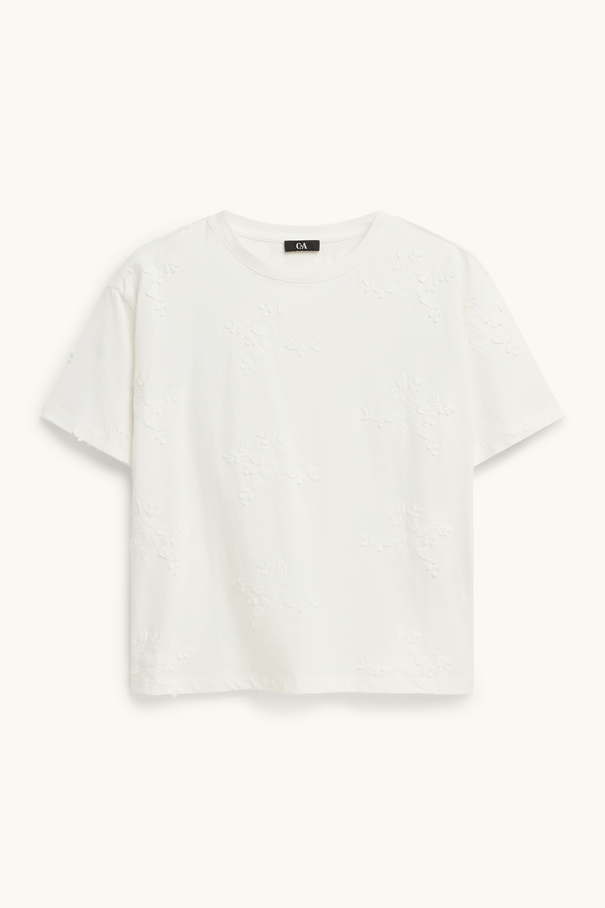 T-shirt - regular fit - embroidered - floral white
