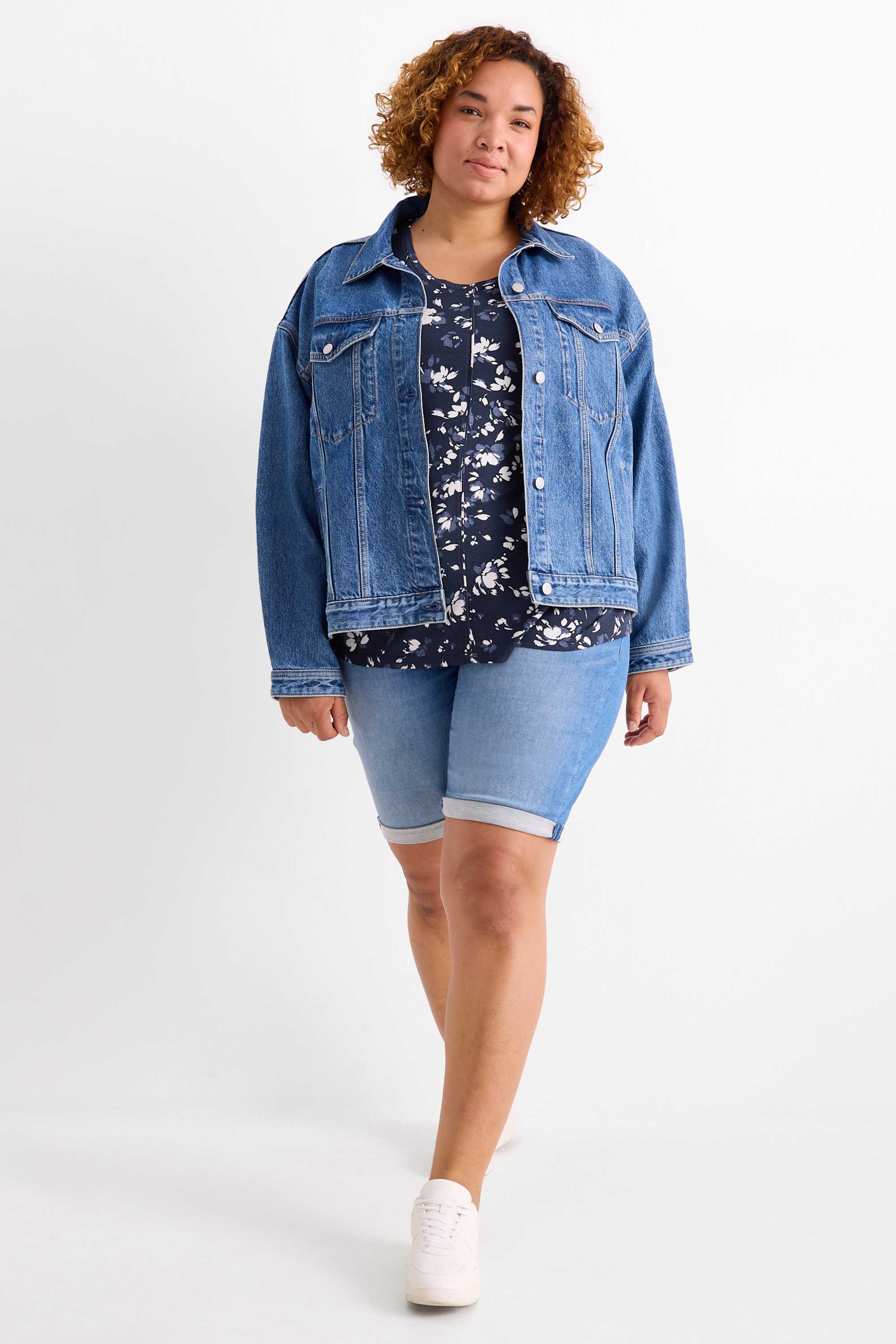 T-shirt - floral dark blue