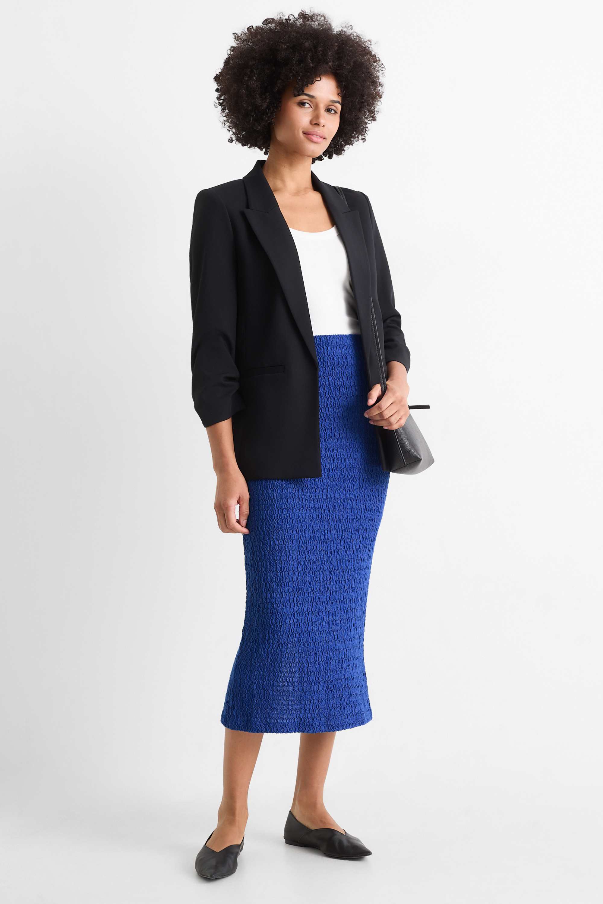 Skirt - textured dark blue