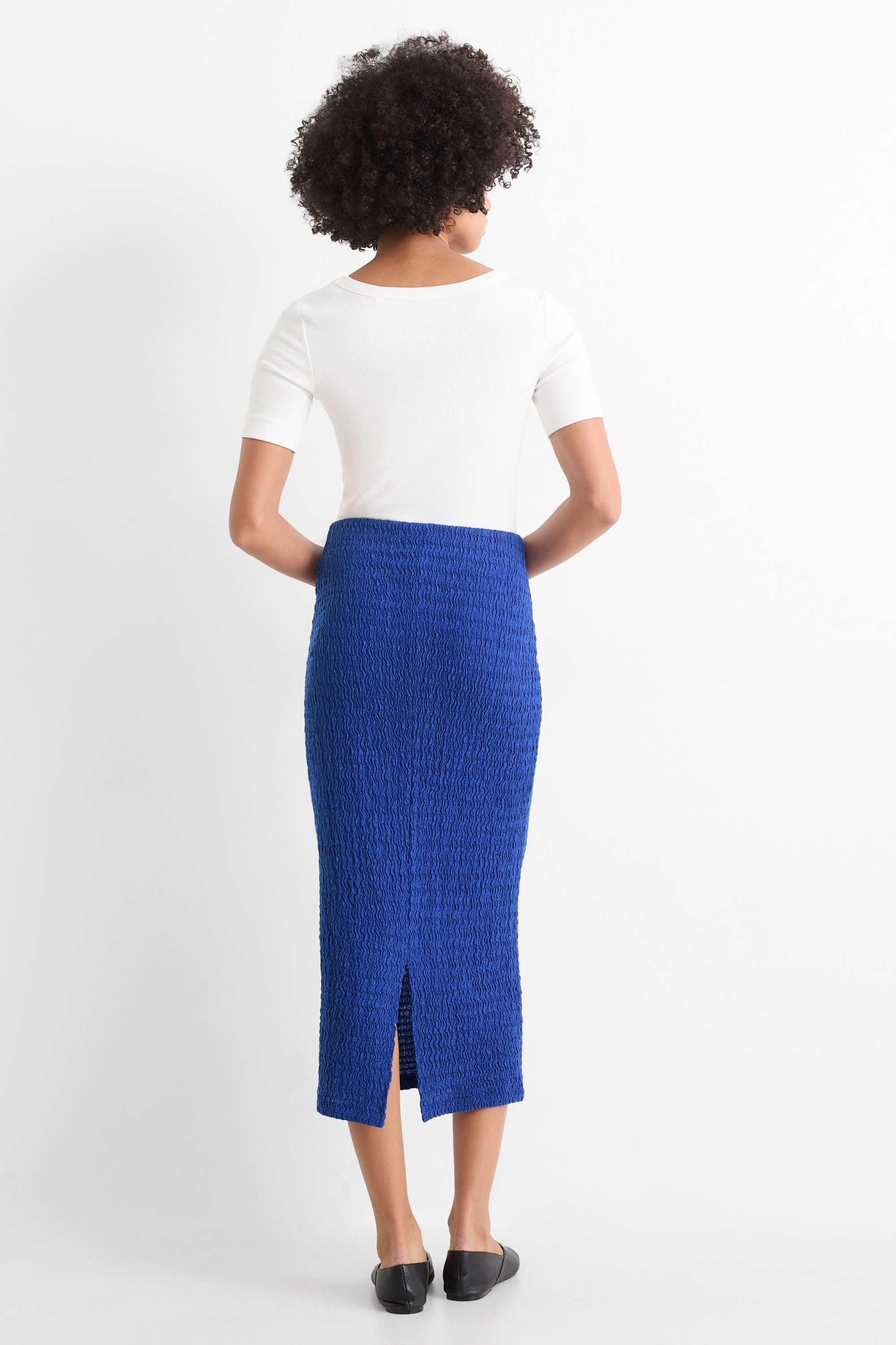 Skirt - textured dark blue