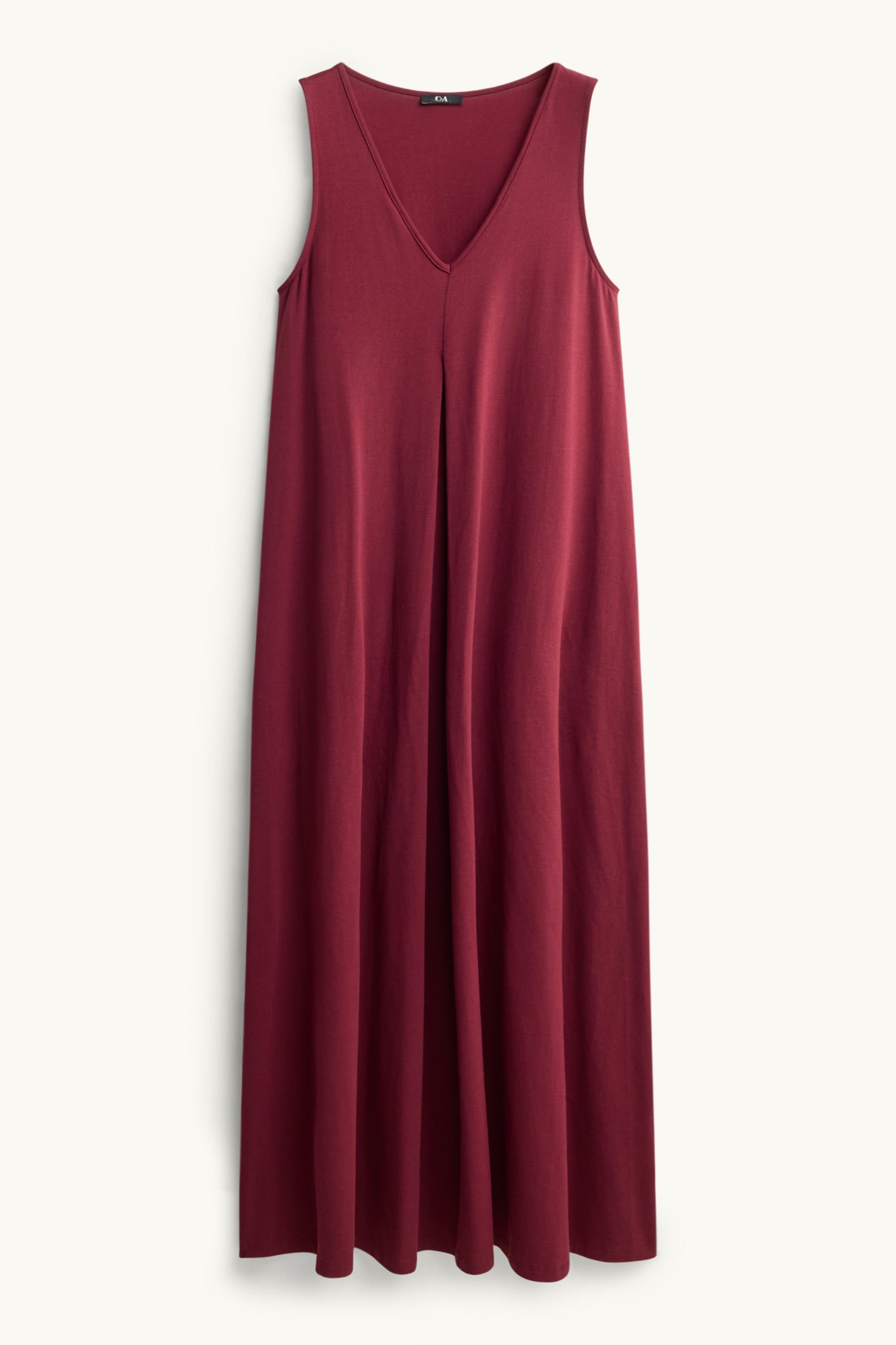 V-neck A-line dress dark red