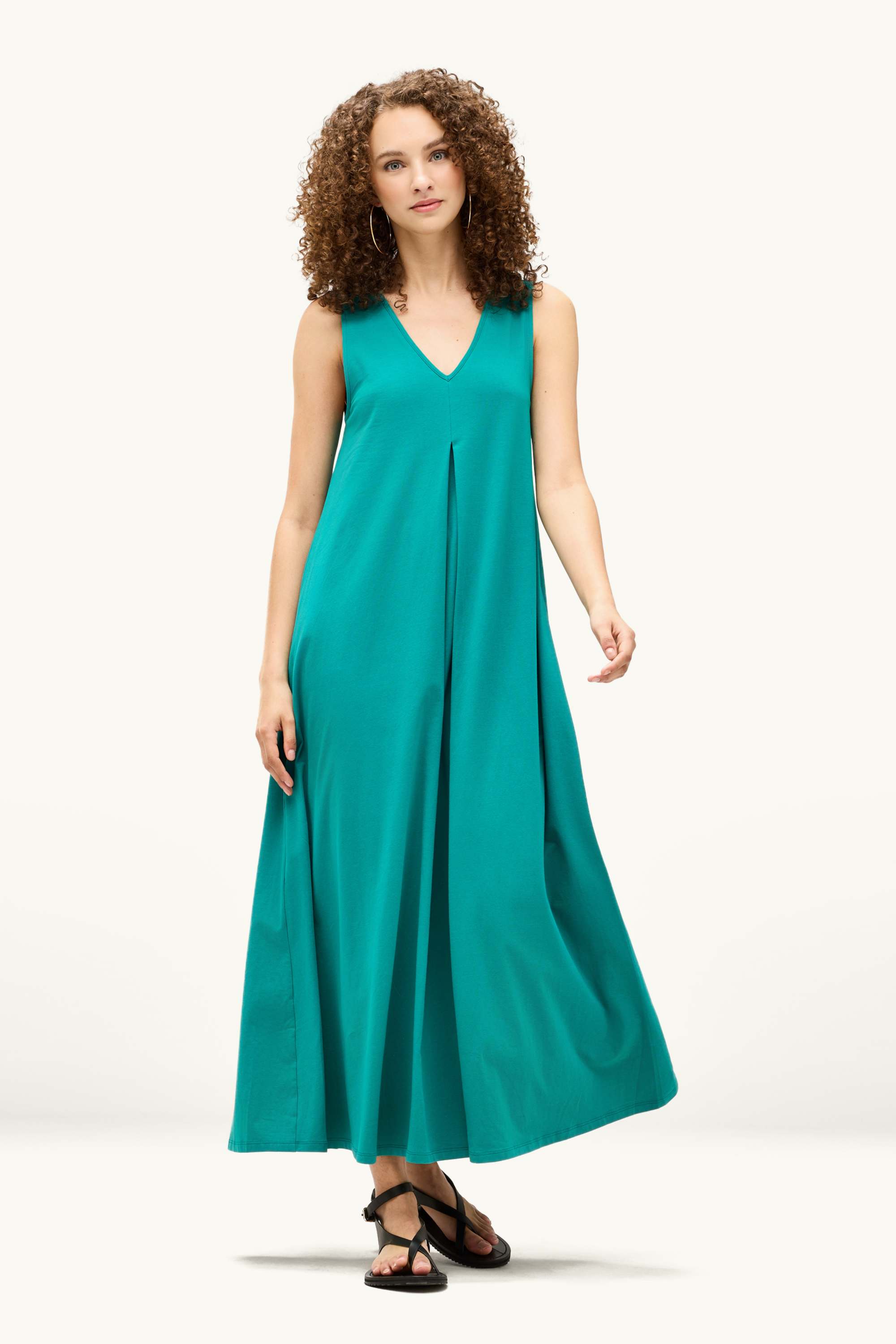 V-neck A-line dress turquoise