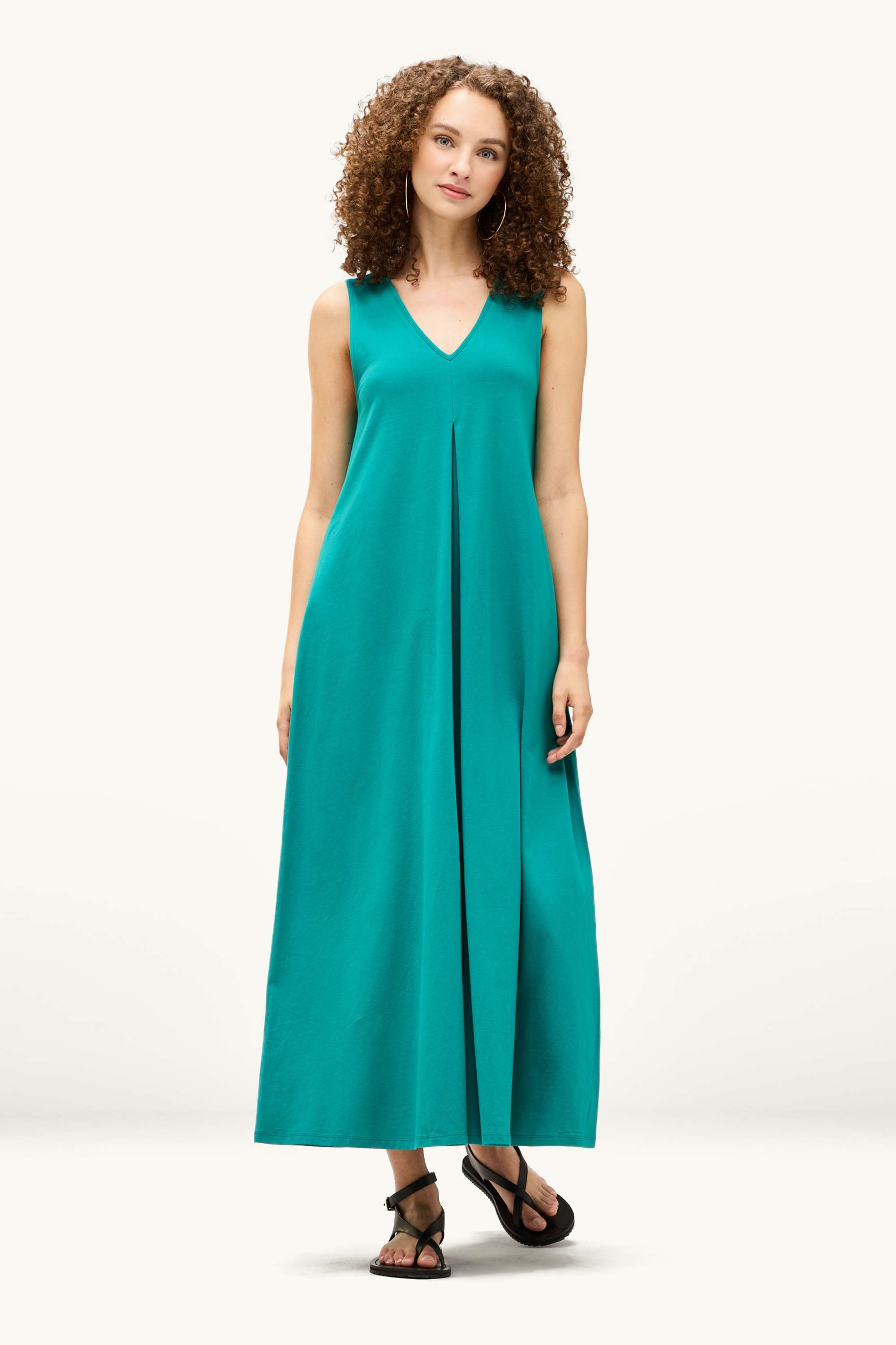 V-neck A-line dress turquoise