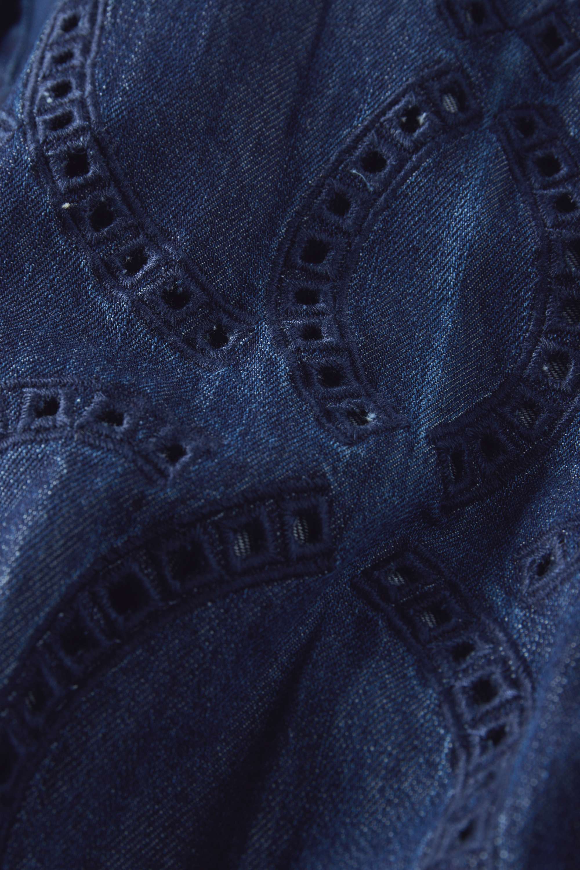 Denim shirt dress with belt dark blue