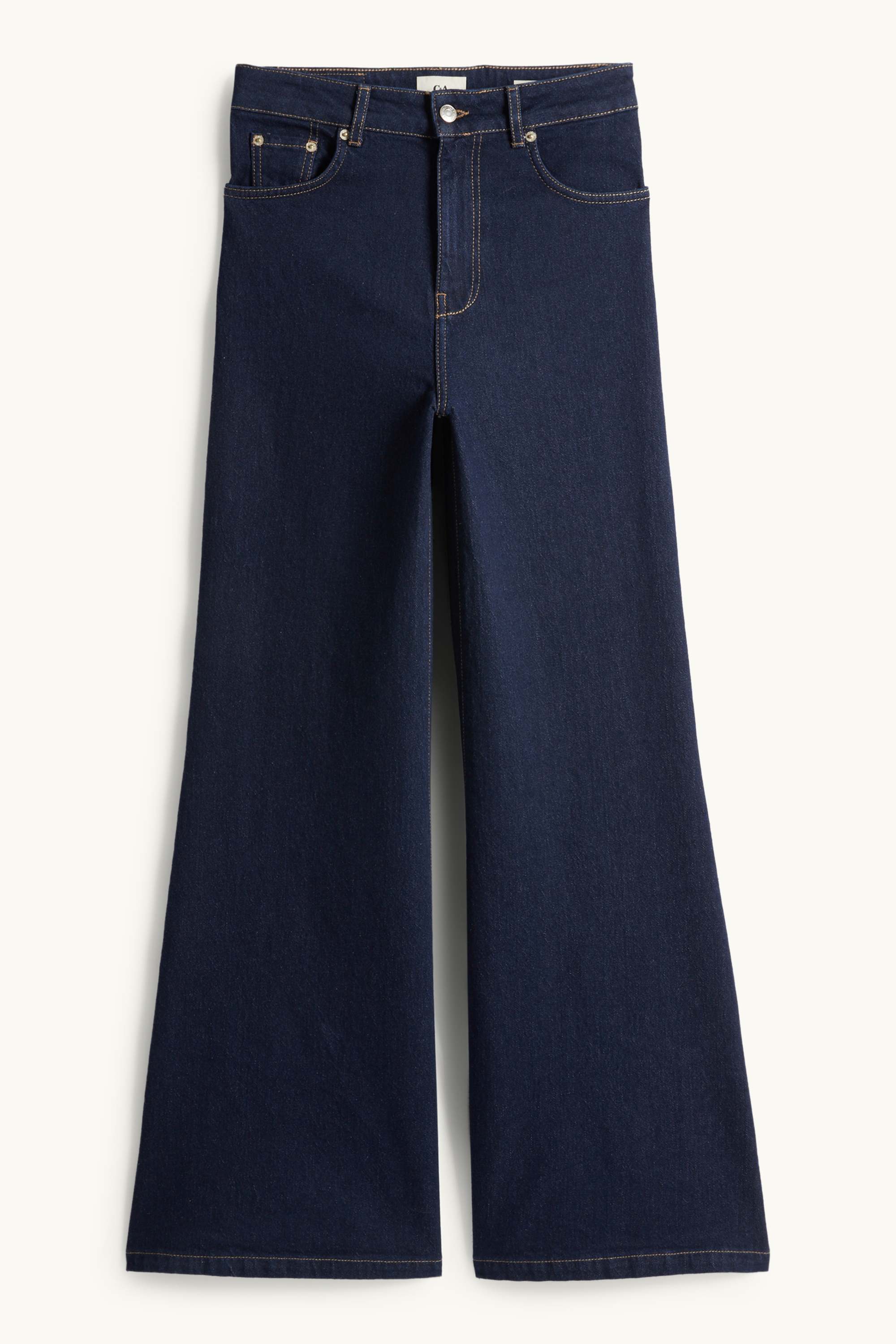 Flared jeans - high waist denim-dark blue