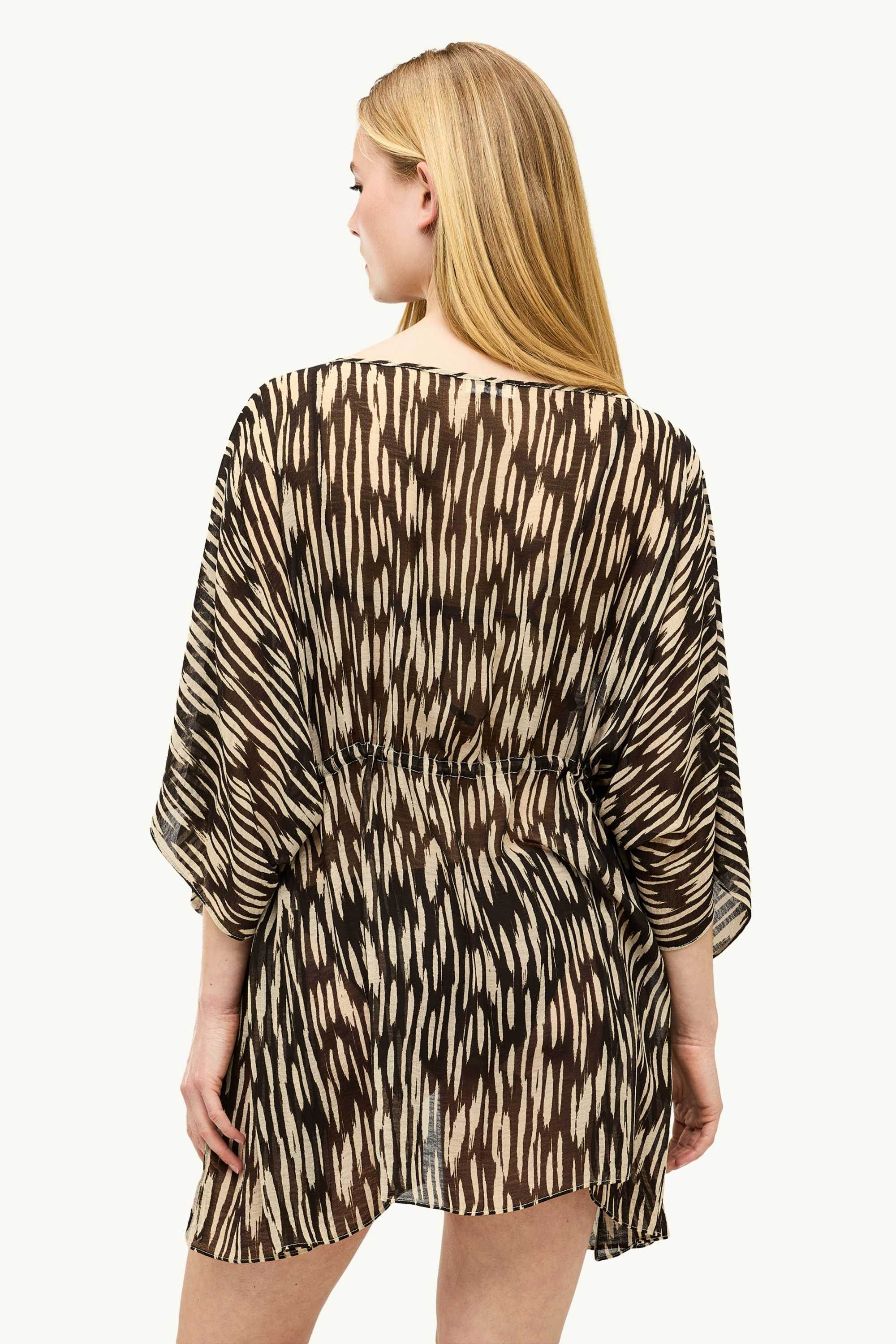 Chiffon tunic - patterned brown / beige