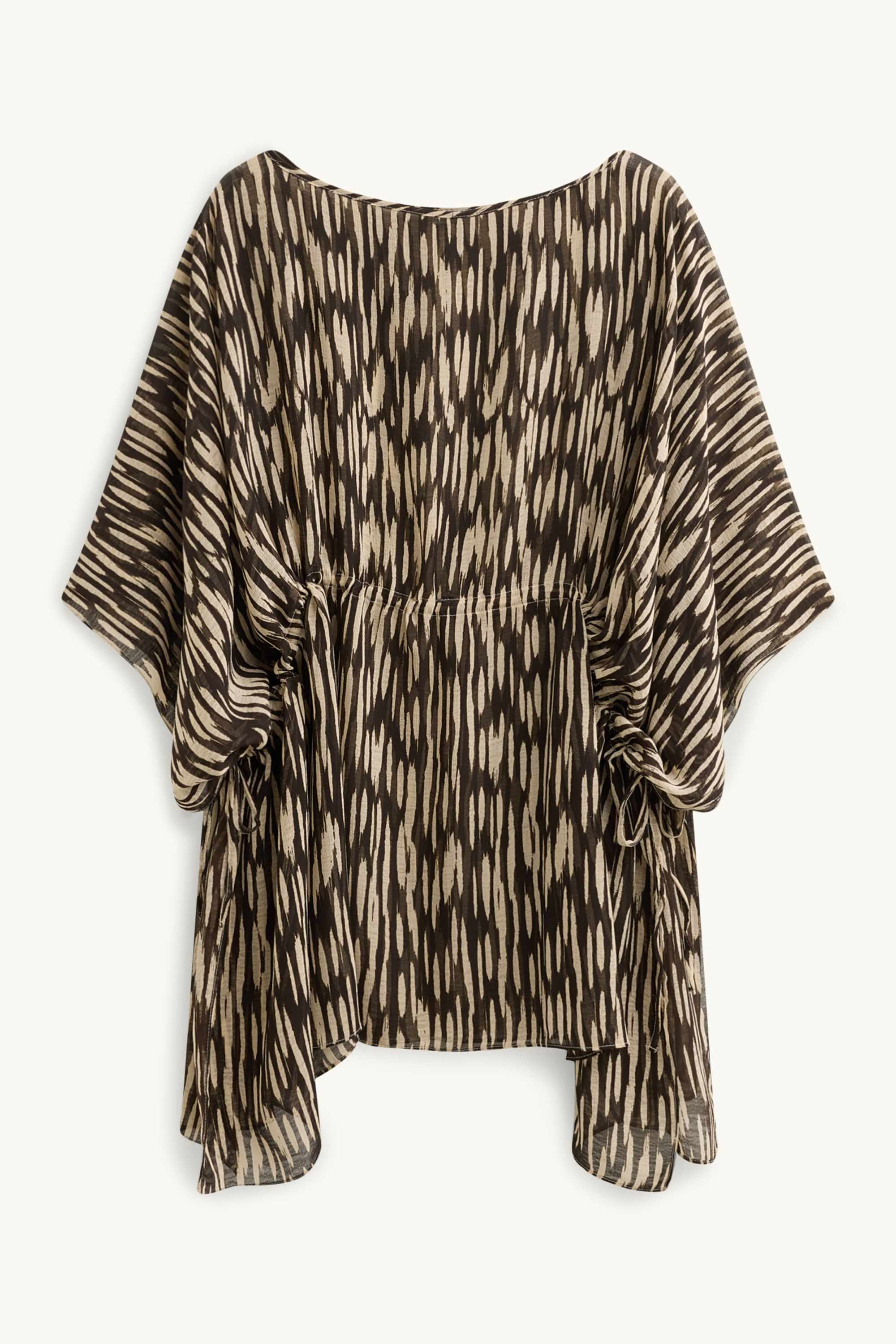 Chiffon tunic - patterned brown / beige