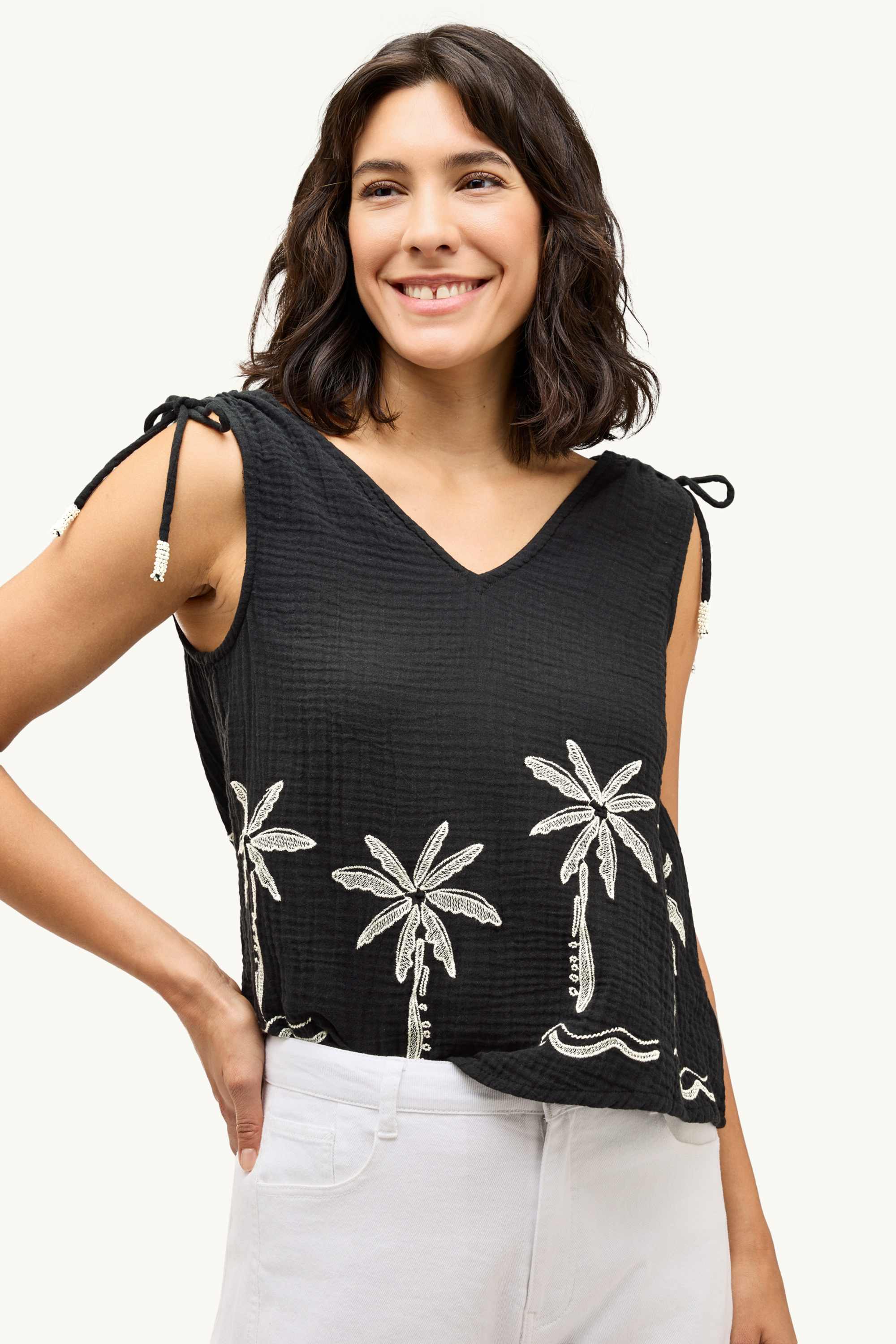 Blouse top - textured black