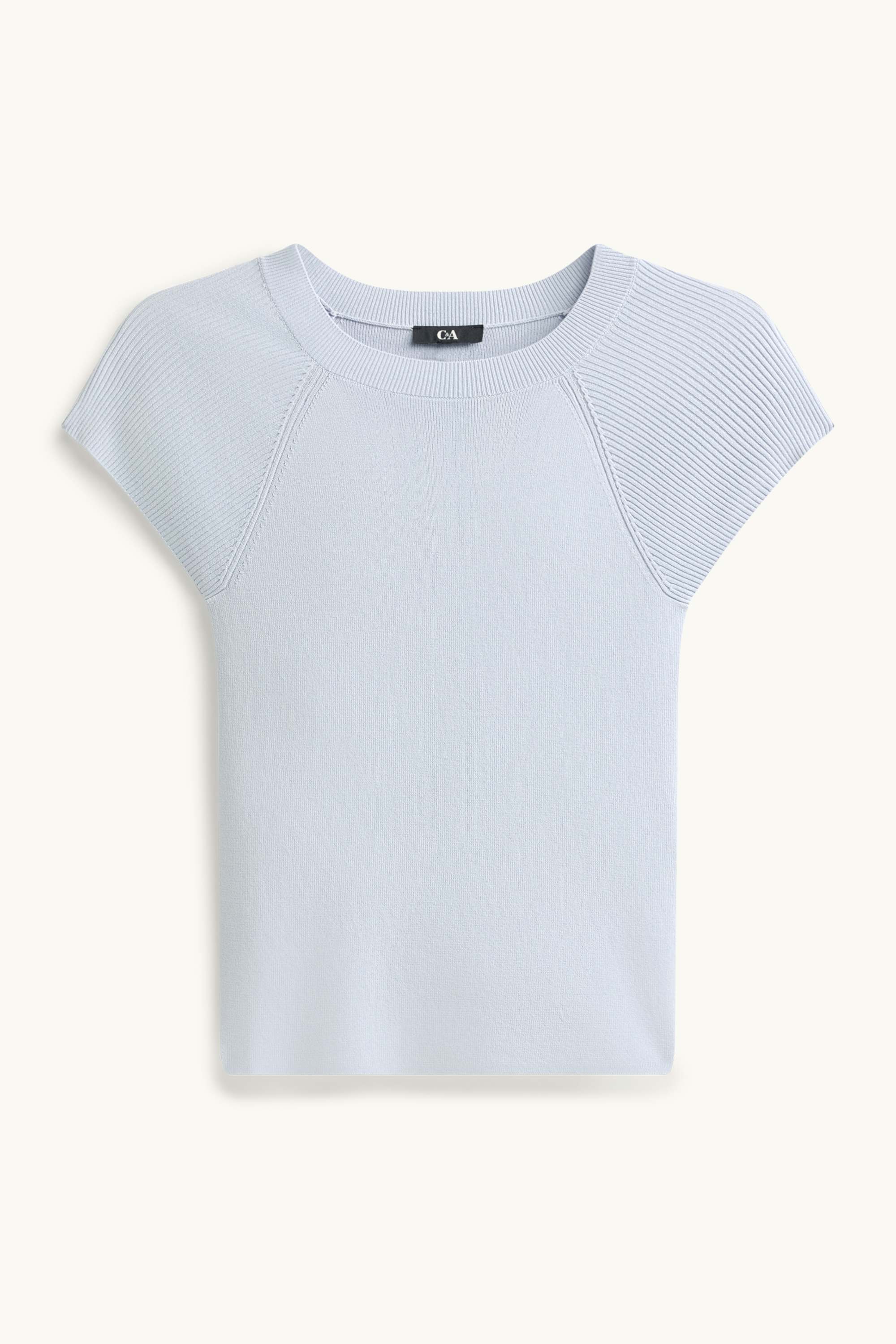 Knitted jumper - short sleeve light blue