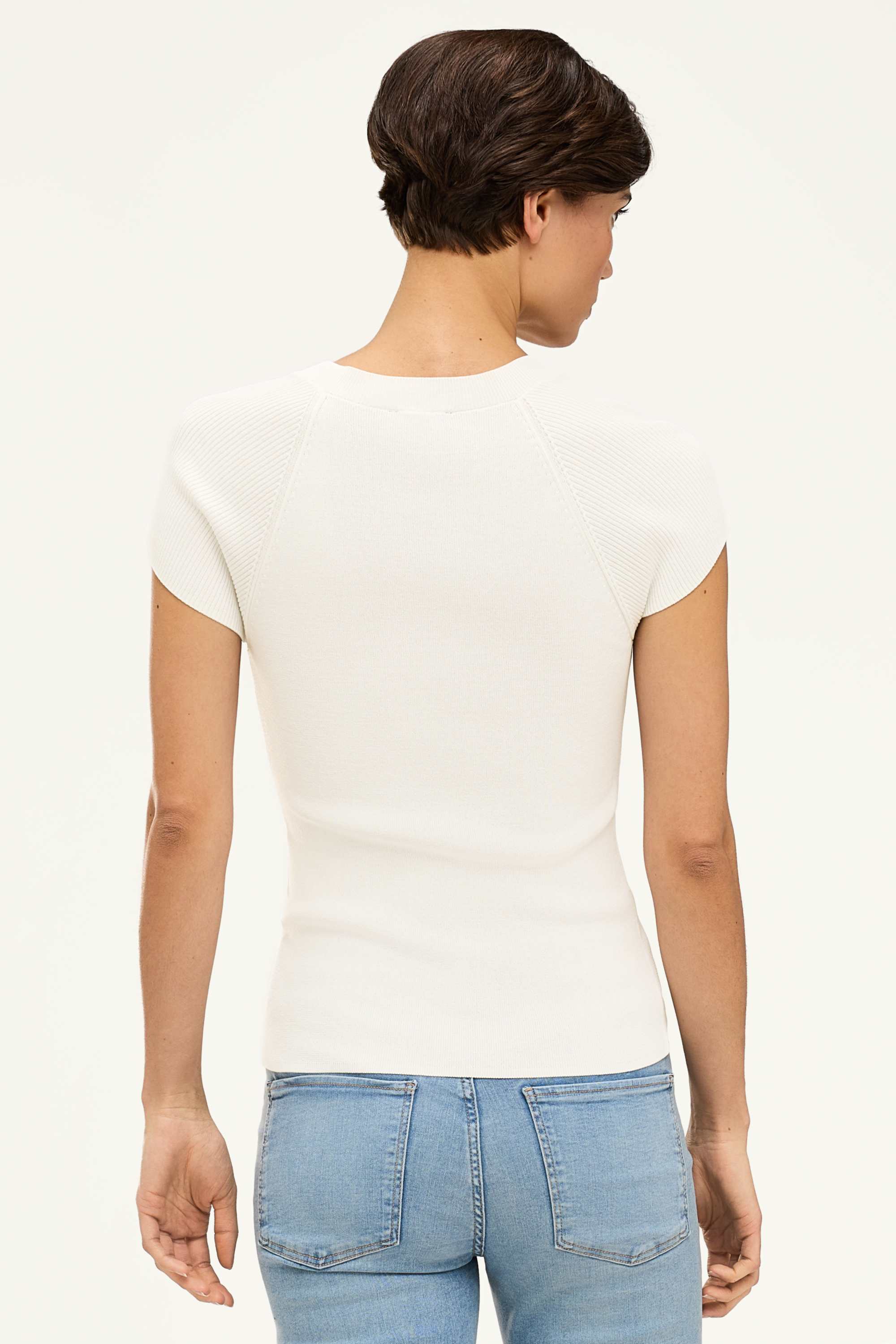 Knitted jumper - short sleeve white