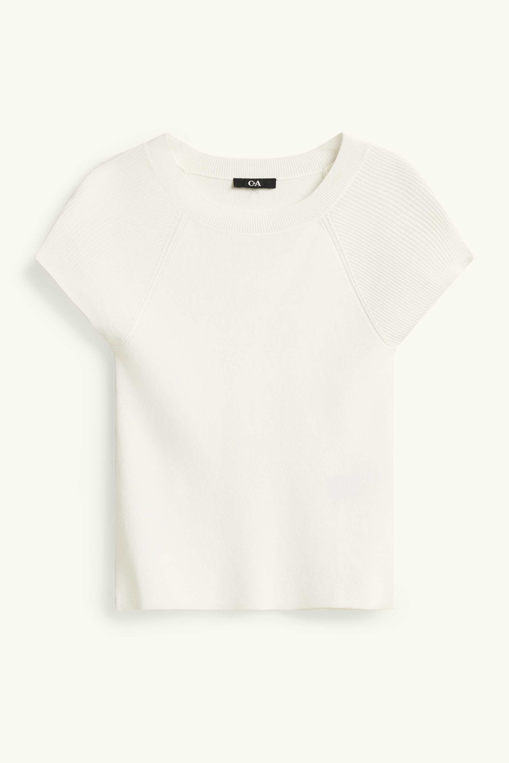 Knitted jumper - short sleeve white