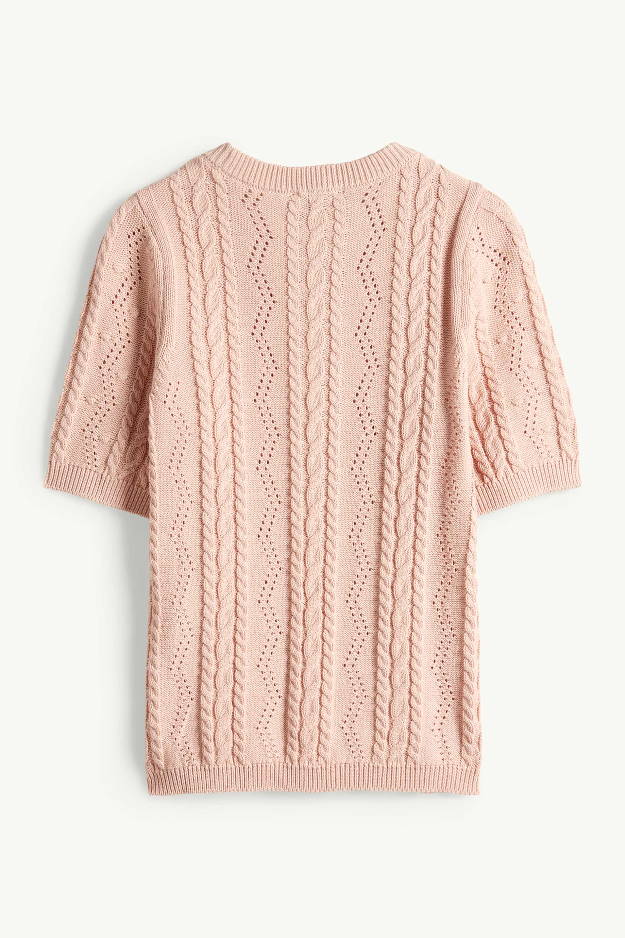 Knitted jumper - short sleeve - cable knit pattern rose