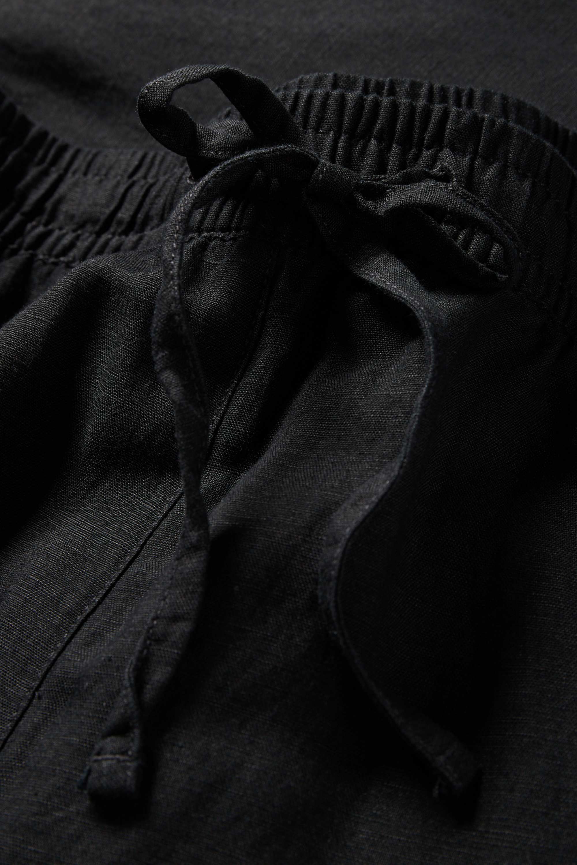 Cloth trousers - mid-rise waist - wide leg - linen blend black